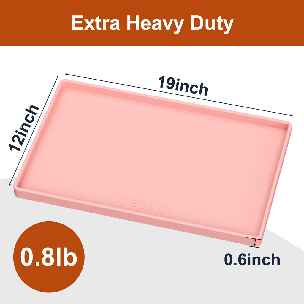 Extra Thick Silicone Mat Waterproof with Raised Edge 34" x 22", Under Sink Mat for Kitchen & Bathroom, Kitchen Cabinet Liner, Multi-Purpose for Storage & Protection, Gray