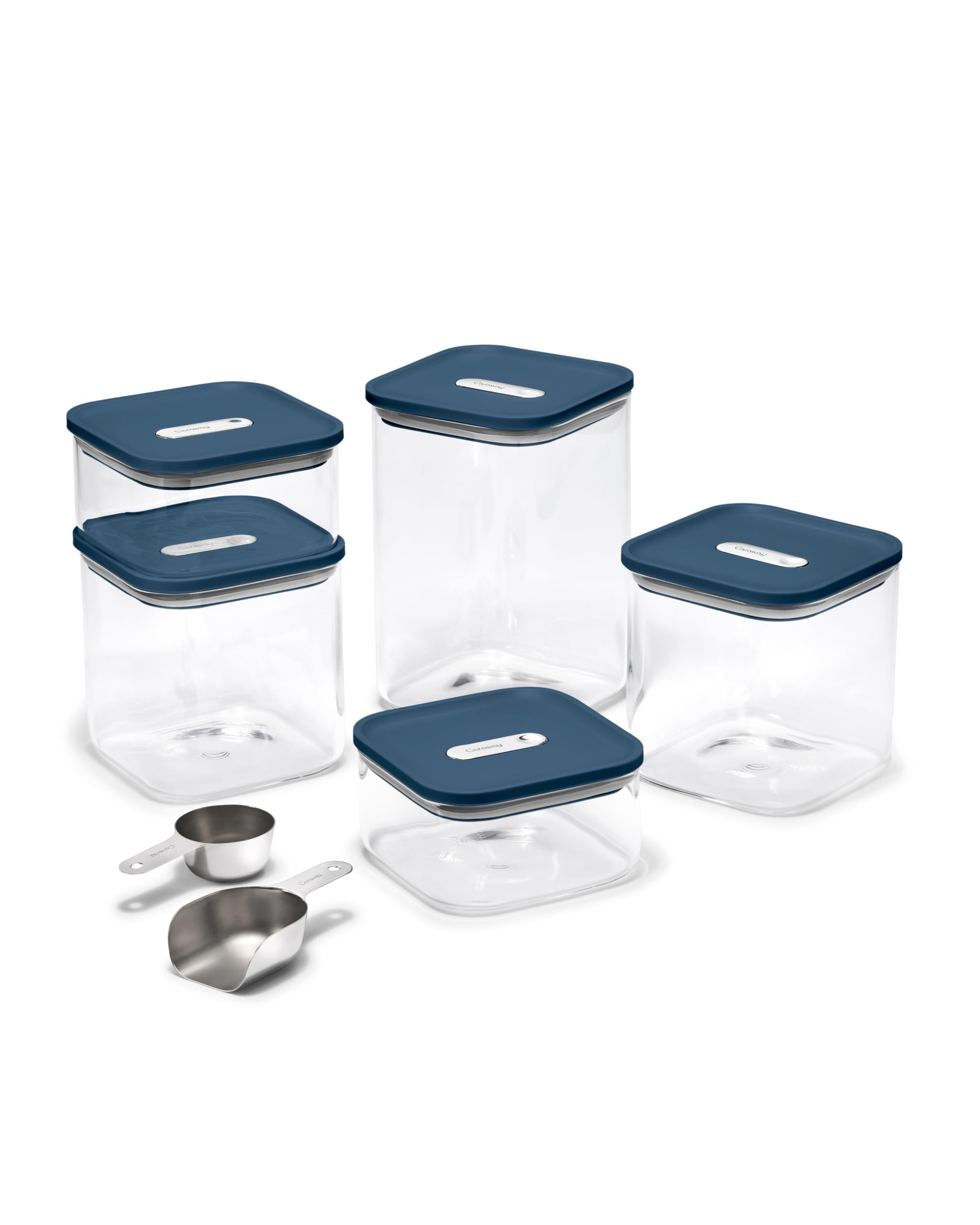 Caraway 13-Piece Glass Airtight Food Storage Containers with Lids – Non-Toxic, BPA-Free Kitchen Storage Containers – Stackable, Space-Saving Airtight Containers for Dry Goods and More - Navy