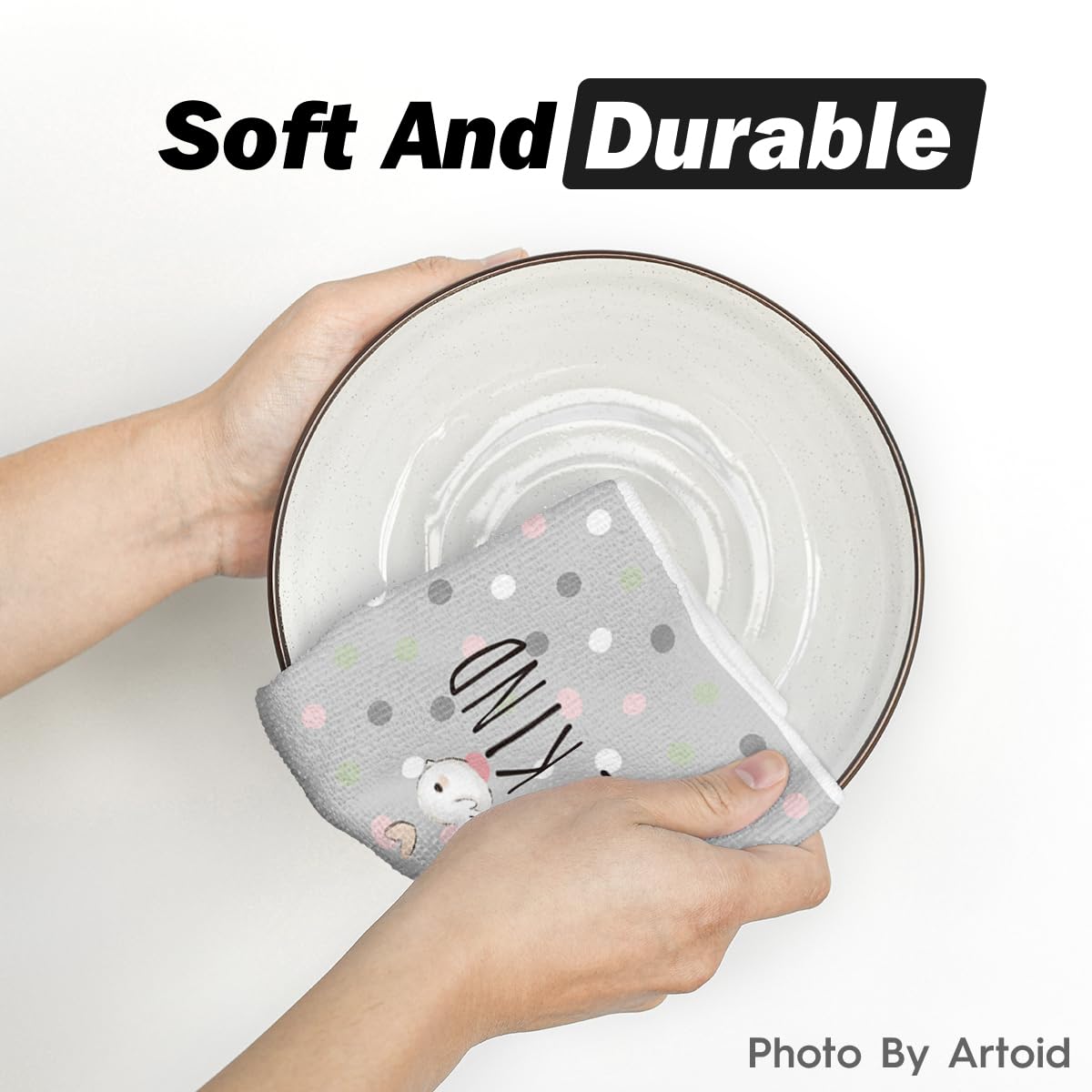 Artoid Mode Pink Bunny Rabbit Ears Floral Leaves Easter Kitchen Towels Dish Towels, 18x26 Inch Be Kind Seasonal Decoration Hand Towels Set of 4