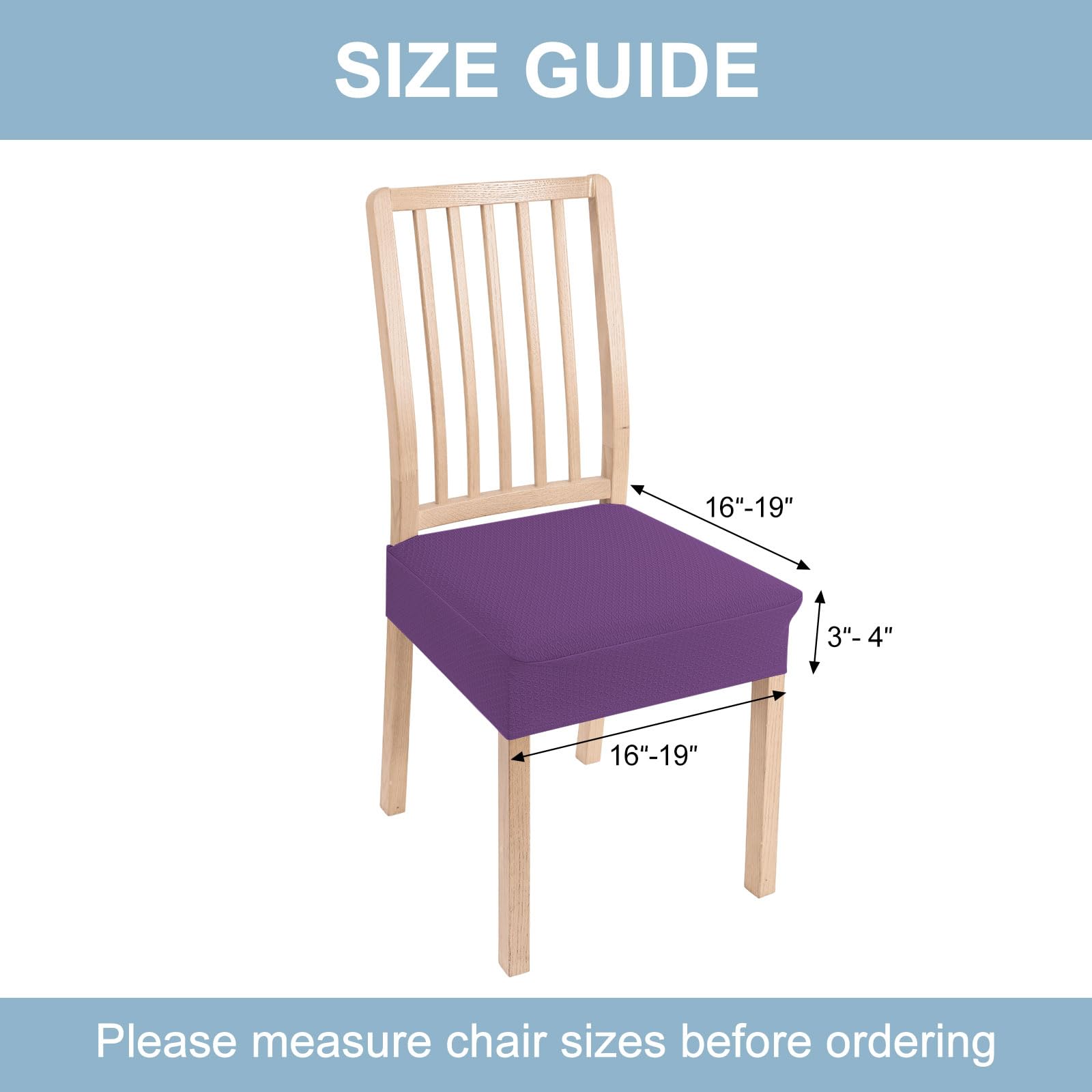 Smiry Stretch Jacquard Seat Covers for Dining Room Chairs Set of 6, Removable Washable Chair Seat Protector Slipcovers, No Rear Covers, Beige