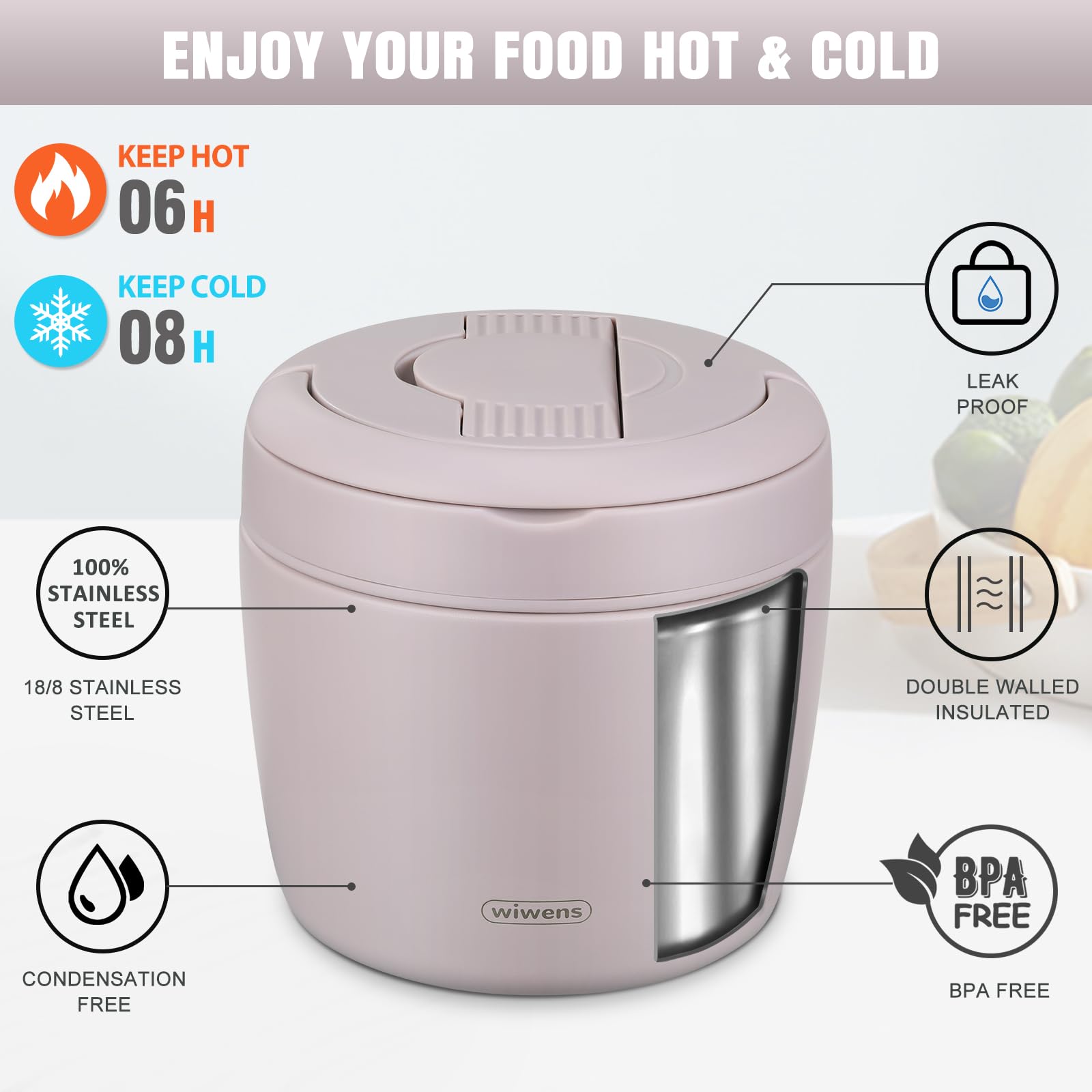 Thermo Food Jar for Hot Food Adults 32OZ Soup Thermo Lunch Containers Wide Mouth Vacuum Insulated Stainless Steel Leakproof Bento Box with Spoon (Black)