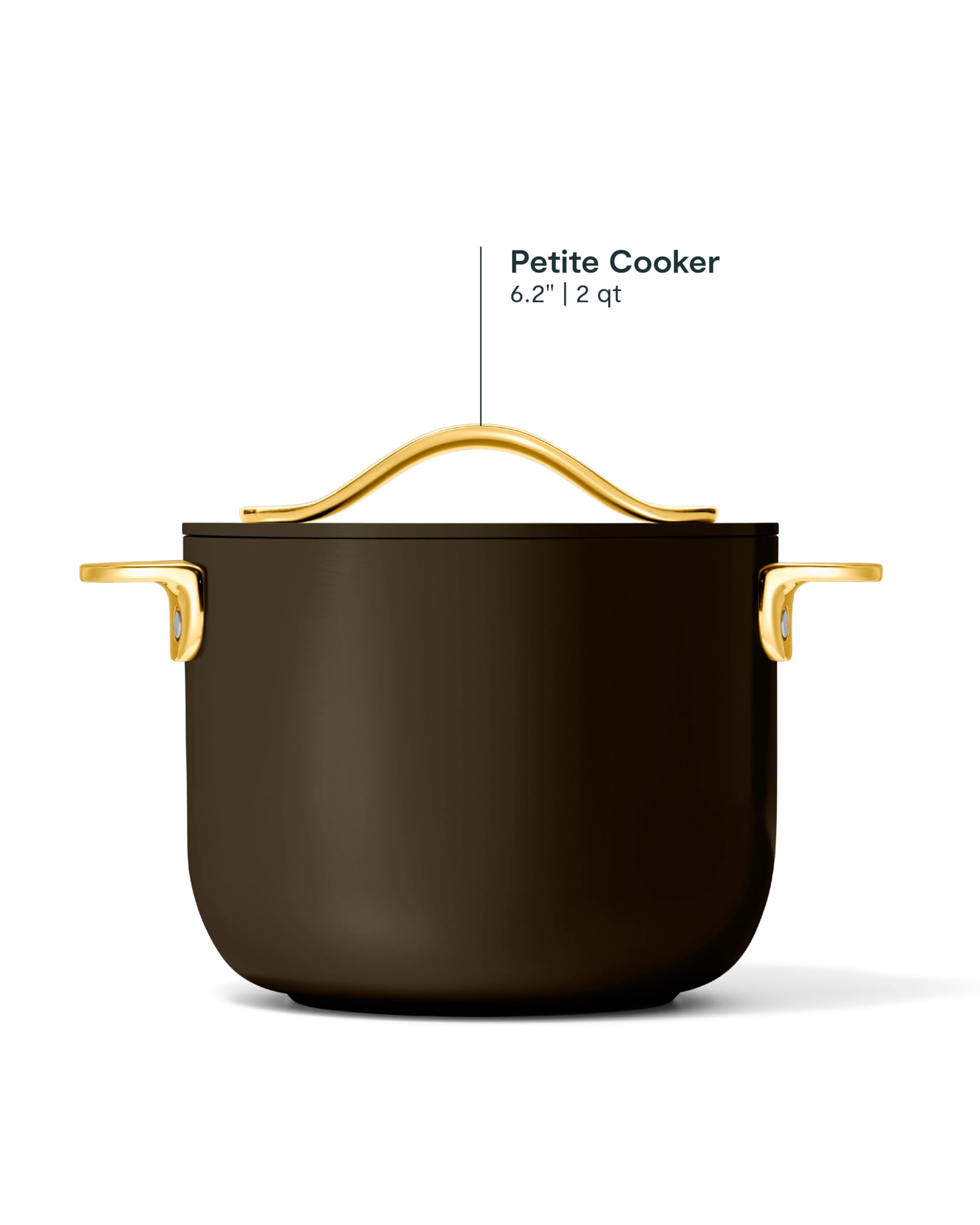 Caraway Petite Cooker - 2 Qt Ceramic Coated Pot - Free From Forever Chemicals - Perfect for Rice, Grains, or Sauces - Cream