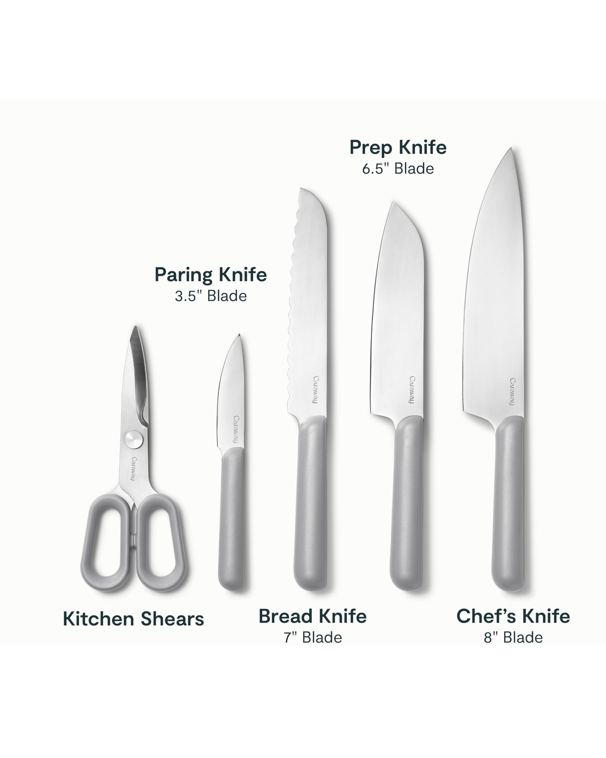 Caraway 14-Piece Kitchen Prep Set - Kitchen Knife Set & Wooden Utensil Set - Made With Premium German Steel Blades & FSC-Certified Birch Wood - Non-Toxic Materials - Includes Organizer - Cream