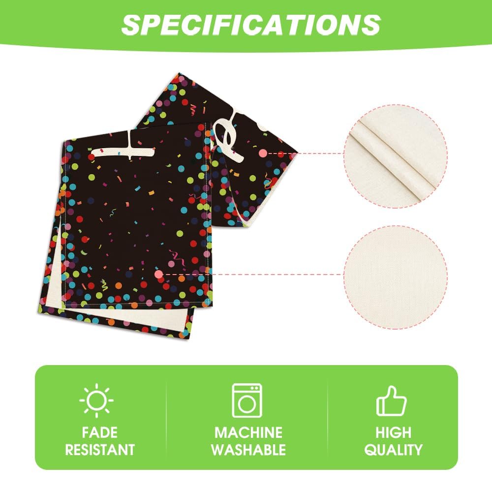 Artoid Mode Polka Dot Beige Happy Birthday Table Runner, Seasonal Kitchen Dining Table Decoration for Home Party Decor 13x72 Inch