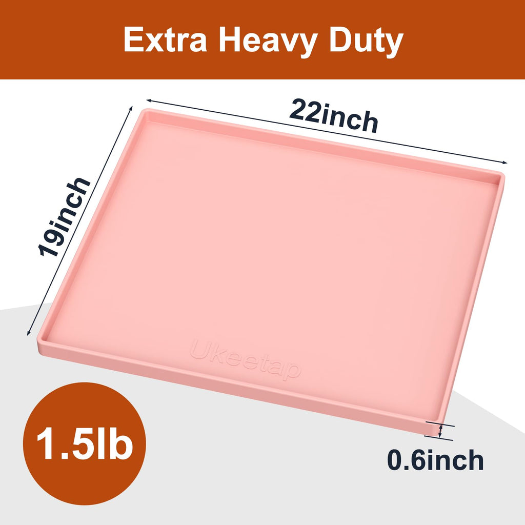 Extra Thick Silicone Mat Waterproof with Raised Edge 34" x 22", Under Sink Mat for Kitchen & Bathroom, Kitchen Cabinet Liner, Multi-Purpose for Storage & Protection, Gray