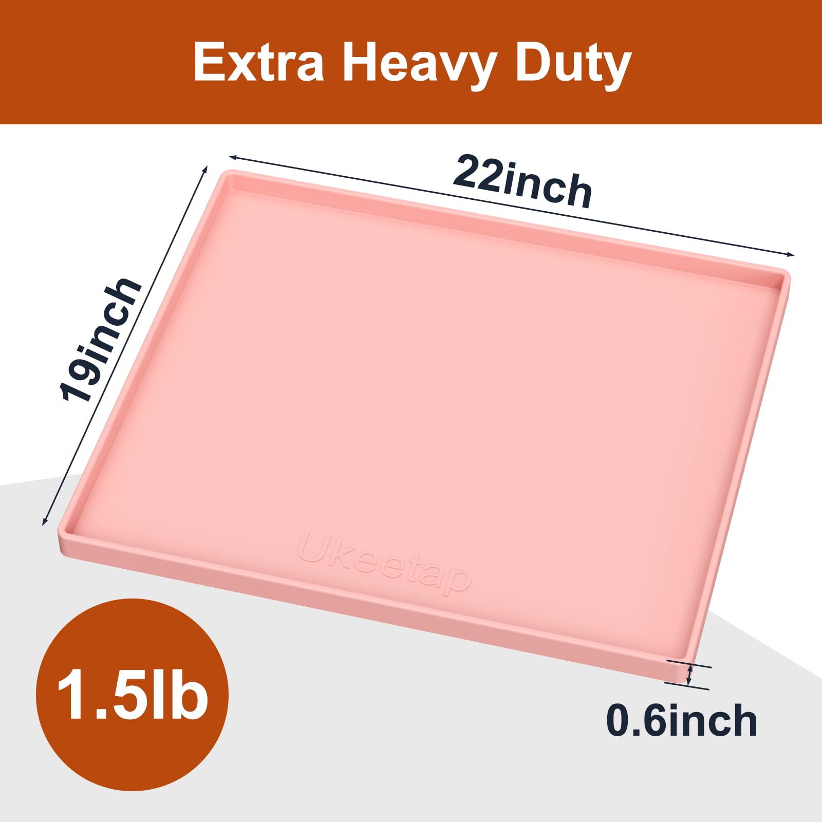 Extra Thick Silicone Mat Waterproof with Raised Edge 34" x 22", Under Sink Mat for Kitchen & Bathroom, Kitchen Cabinet Liner, Multi-Purpose for Storage & Protection, Gray