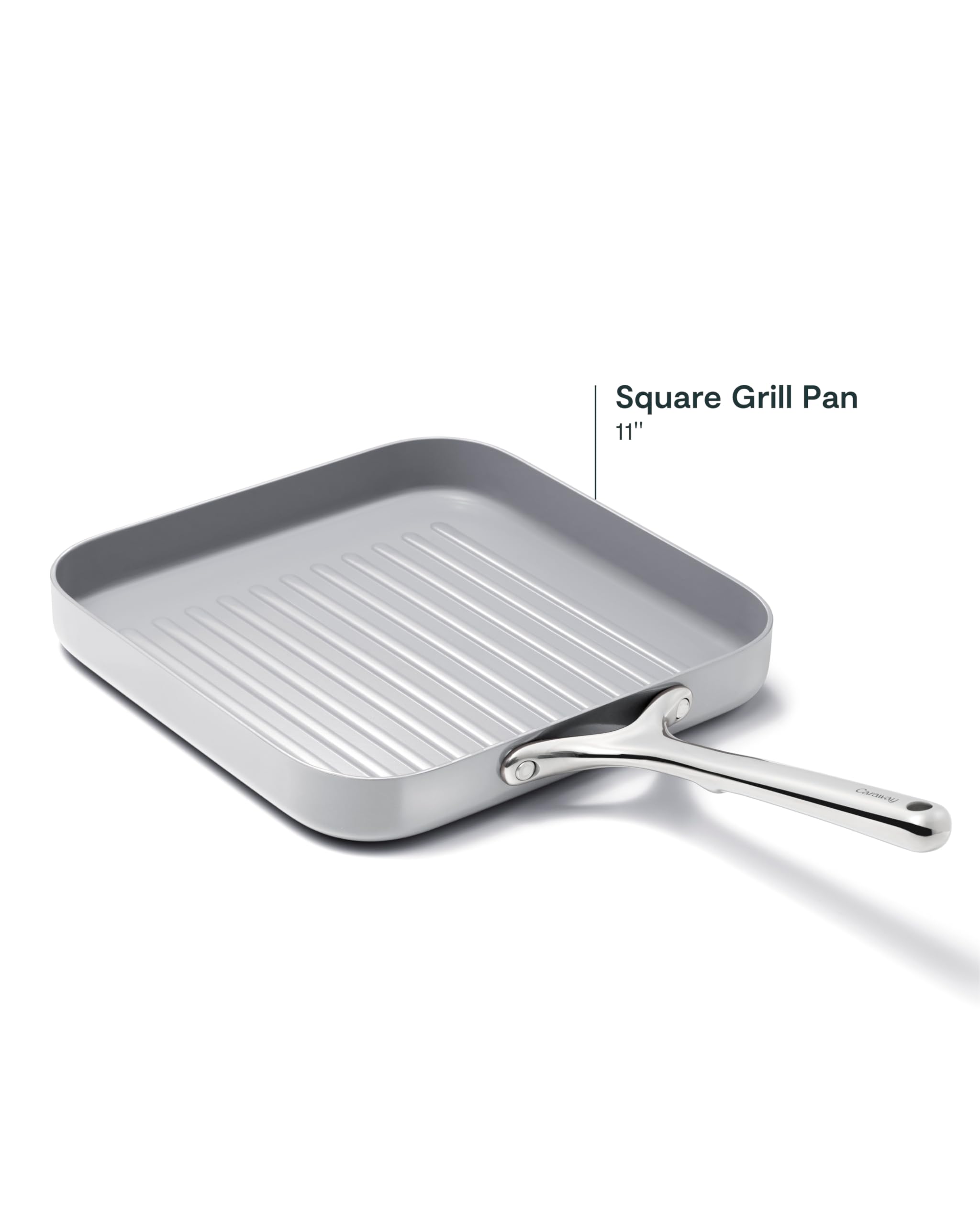 Caraway Square Grill Pan - 11” Grill Pan - Non-Stick Ceramic Coated - Non Toxic, PTFE & PFOA Free - Oven Safe & Compatible with All Stovetops - Cream