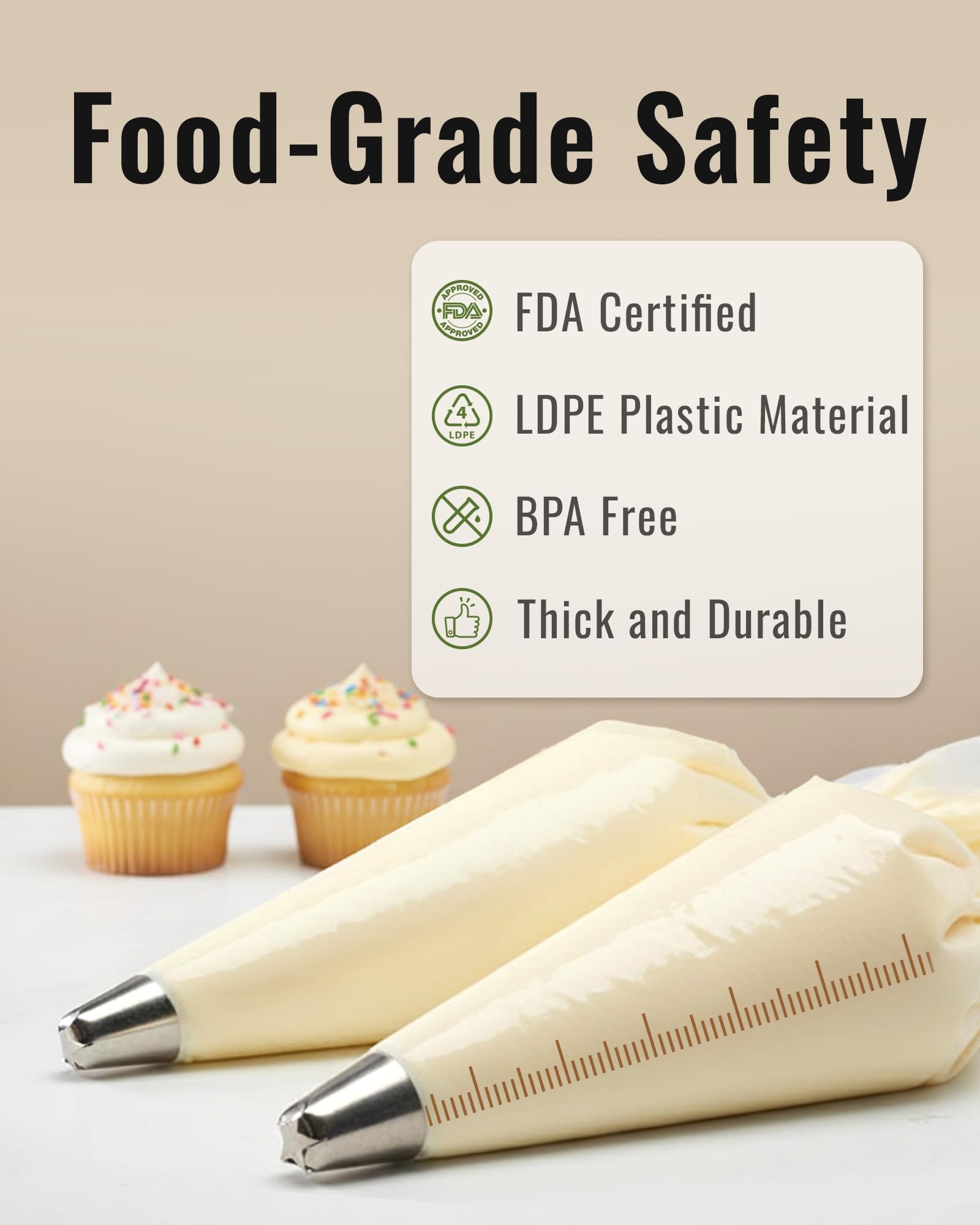 16 Inch Large Piping Bags, 100PCS Thickened Disposable Pastry Bags, Anti Burst Icing Bags for Cream Frosting, Non-slip Frosting Bags, Cake & Cookie Decorating Supplies