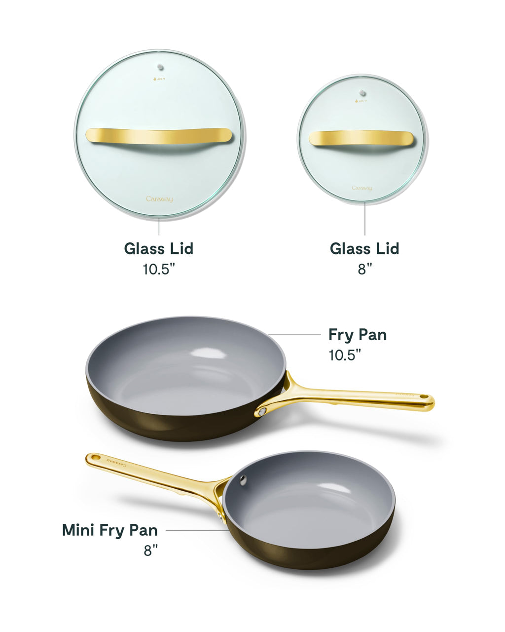 Caraway Nonstick Ceramic Frying Pan With Glass Lid (2.7 qt, 10.5") - Non Toxic, PTFE & PFOA Free - Oven Safe & Compatible with All Stovetops (Gas, Electric & Induction) - Cream