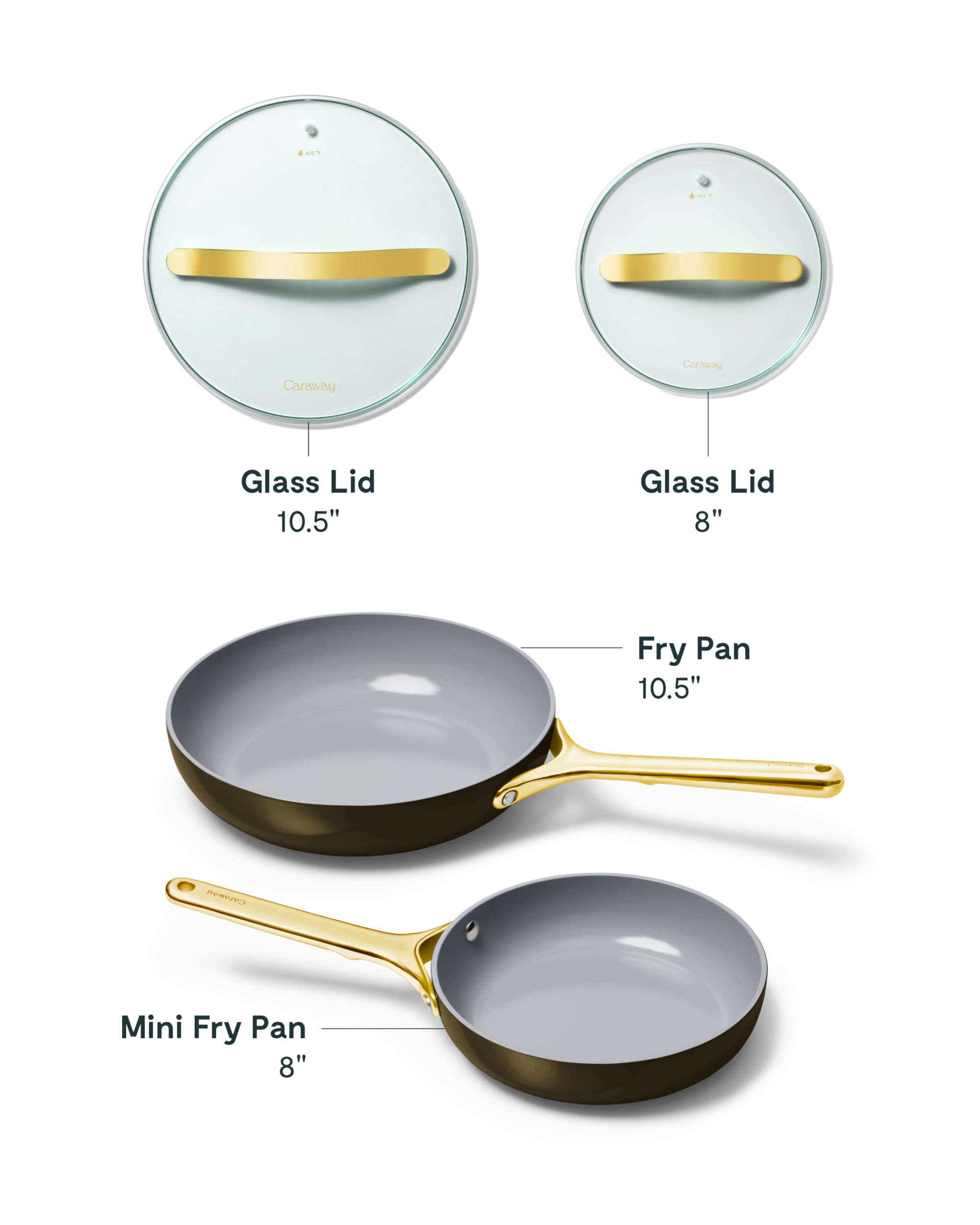 Caraway Nonstick Ceramic Frying Pan With Glass Lid (2.7 qt, 10.5") - Non Toxic, PTFE & PFOA Free - Oven Safe & Compatible with All Stovetops (Gas, Electric & Induction) - Cream