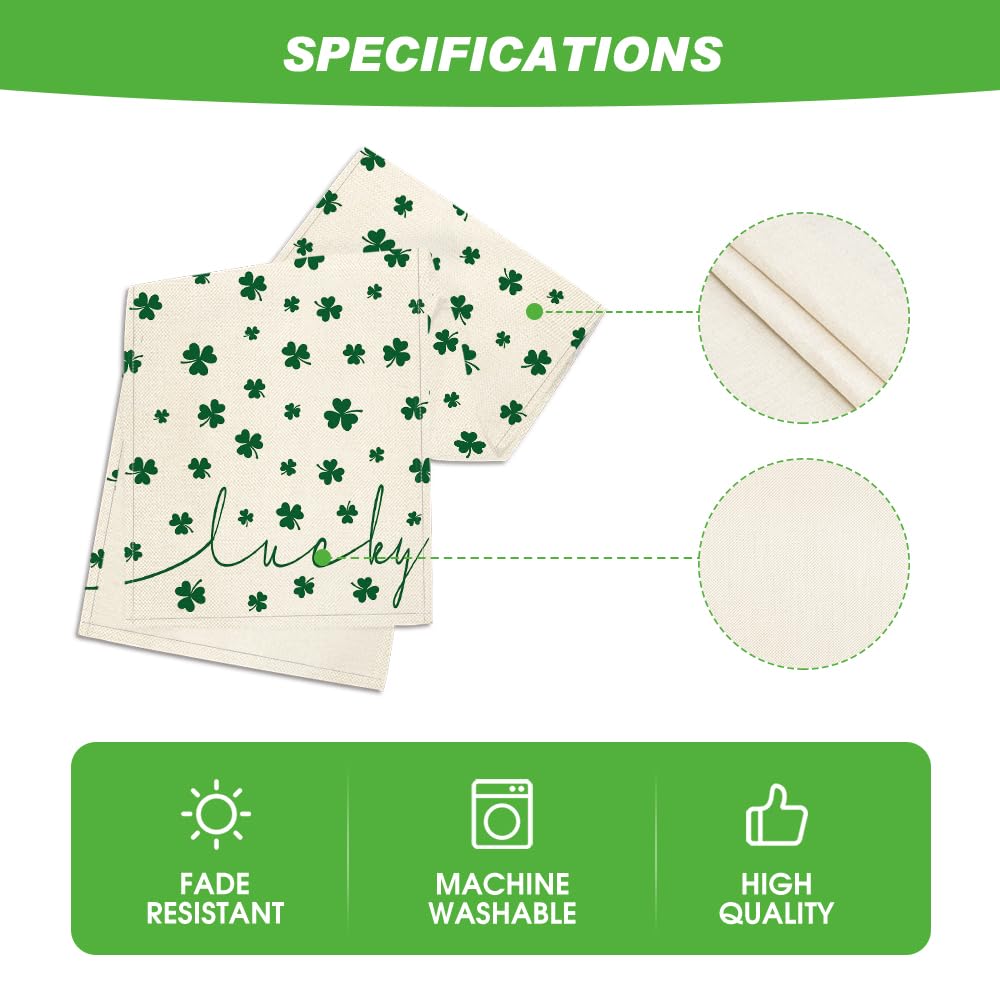 Artoid Mode Beige Lucky Shamrock St. Patrick's Day Table Runner, Seasonal Spring Holiday Kitchen Dining Table Decoration for Indoor Outdoor Home Party Decor 13 x 72 Inch