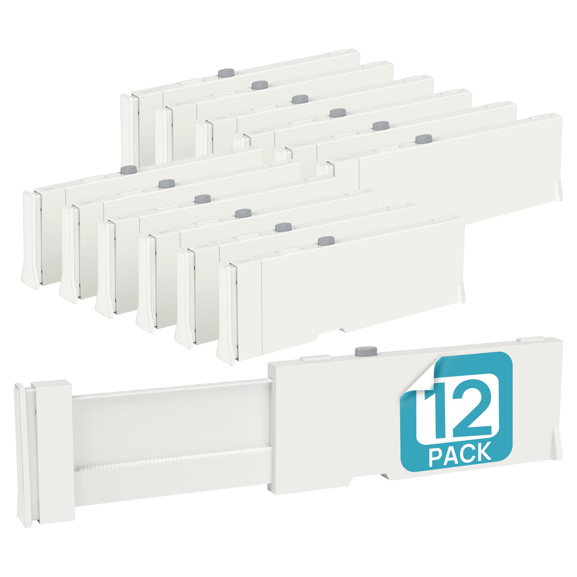 Vtopmart Drawer Dividers for Clothes 8 Pack, Adjustable 4" High Expandable from 11.3"-17" Dresser Drawer Organizer, Plastic Drawers Separators for Dresser, Baby Clothes, Kitchen and Office Storage
