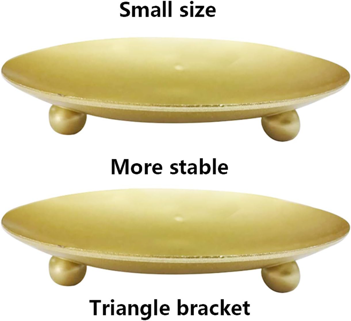 YYaaloa 2 Pack Gold Decorative Iron Plate Candle Holder 4.33'' Candle Stand Candle Plate for LED & Wax Candles, Incense Cones, Spa, Weddings (Gold-2 Pack)