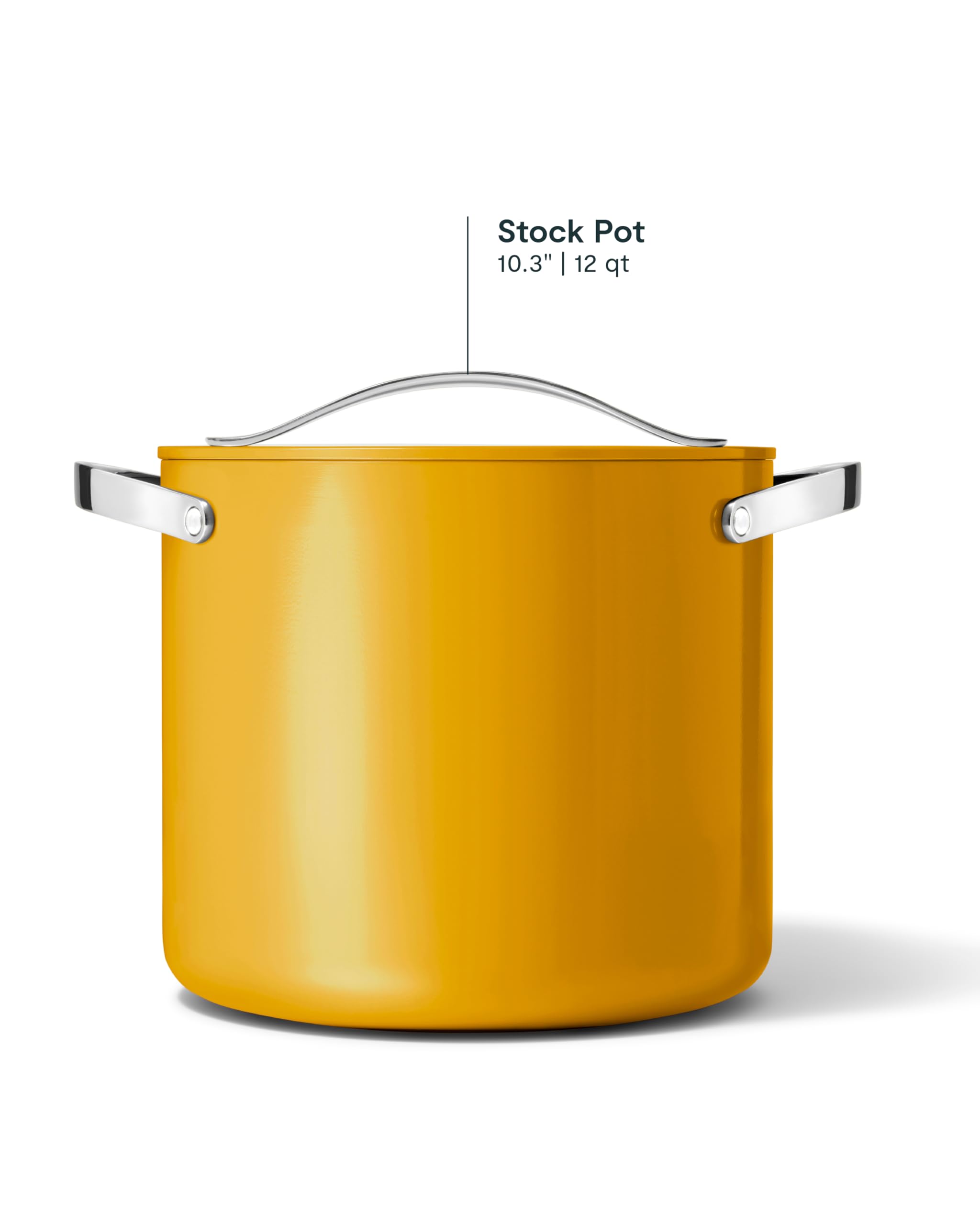 Caraway Stock Pot - 12 Qt Ceramic Coated With Lid - Free From Forever Chemicals - Large for Bigger Batches - Cream