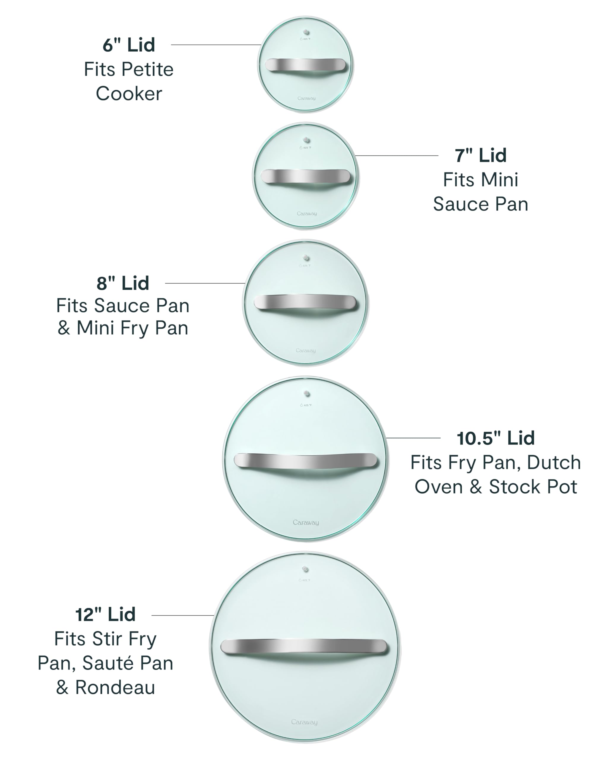 Caraway 10.5" Glass Lid for Pots and Pans - Made With Tempered Glass - Sized to Fit Caraway Ceramic-Coated & Stainless Steel Cookware