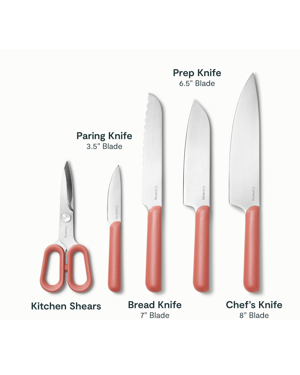 Caraway 14-Piece Kitchen Prep Set - Kitchen Knife Set & Wooden Utensil Set - Made With Premium German Steel Blades & FSC-Certified Birch Wood - Non-Toxic Materials - Includes Organizer - Cream