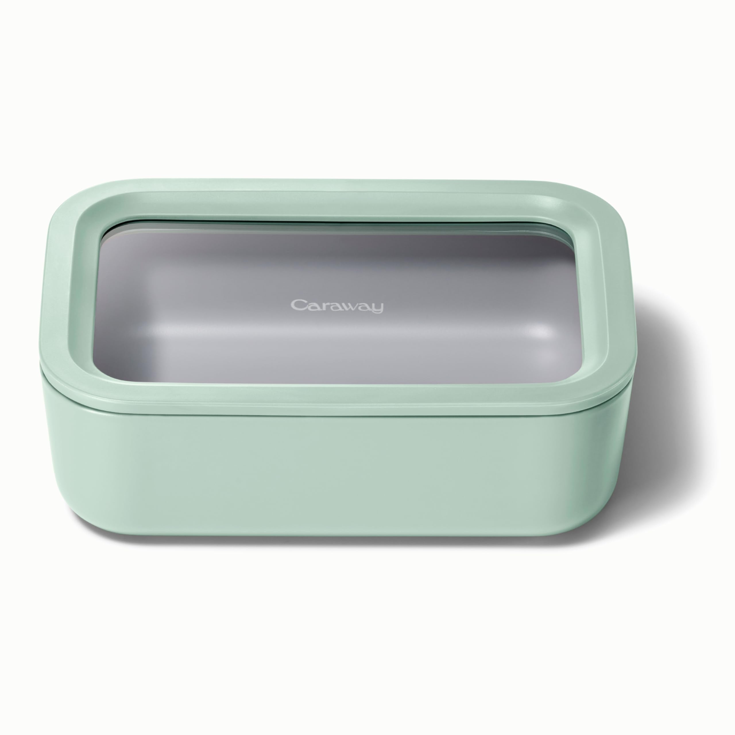 Caraway Glass Food Storage - 6.6 Cup Glass Container - Ceramic Coated Food Container - Non Stick Lunch Box Container with Lids - Dishwasher, Oven, & Microwave Safe - Cream