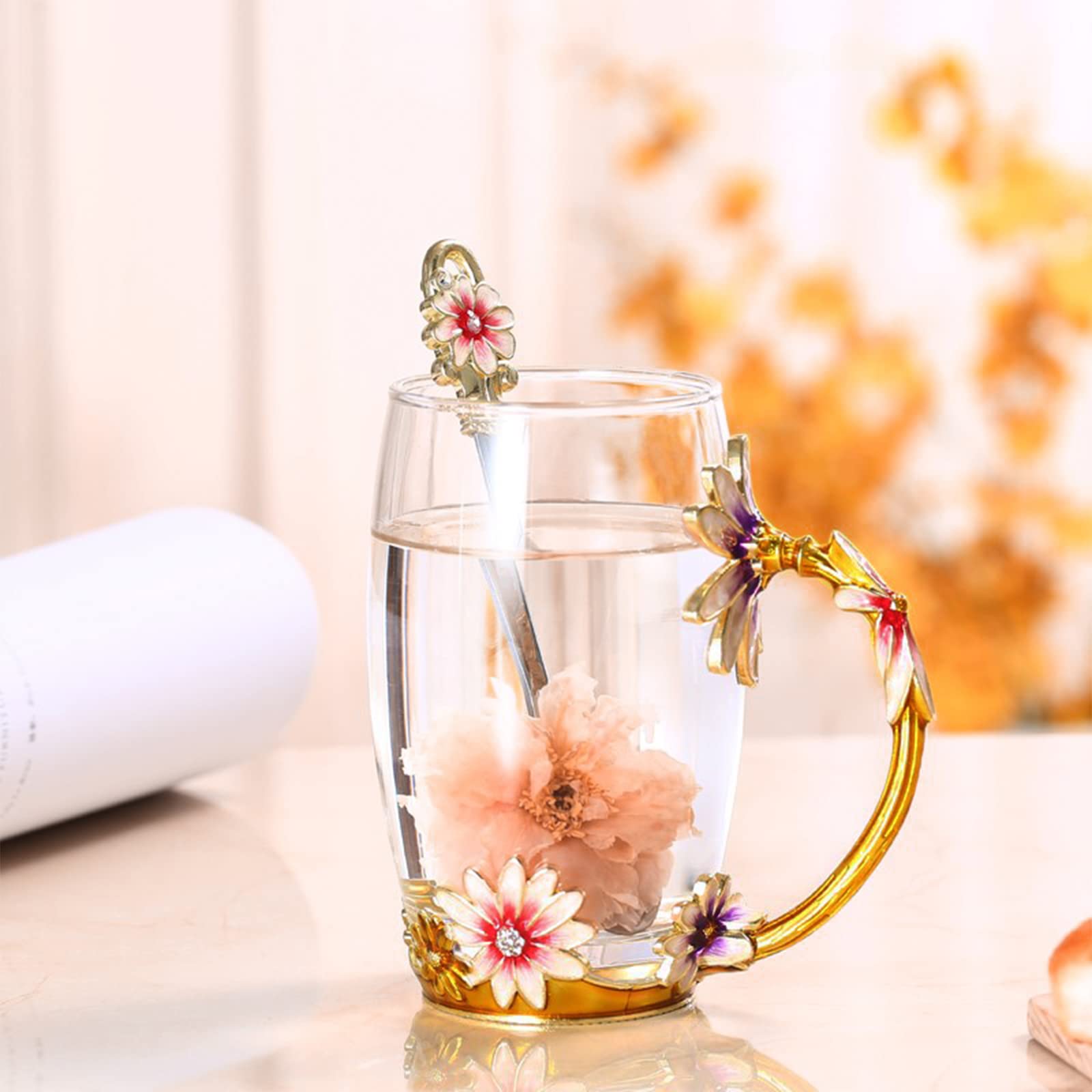 OEAGO Gifts for Mom Women Mothers Day Valentines Day Gifts Glass Coffee Enamels Mug Best Birthday Valentine's for Her Girlfriend Wife from Daughter Son Tea Cup Christmas Stocking Stuffers