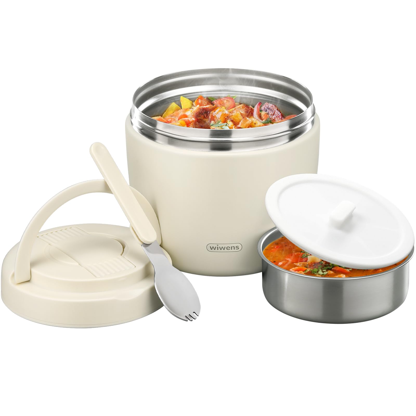 Thermo Food Jar for Hot Food Adults 32OZ Soup Thermo Lunch Containers Wide Mouth Vacuum Insulated Stainless Steel Leakproof Bento Box with Spoon (Black)