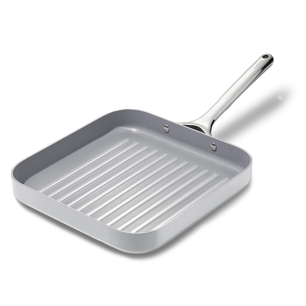 Caraway Square Grill Pan - 11” Grill Pan - Non-Stick Ceramic Coated - Non Toxic, PTFE & PFOA Free - Oven Safe & Compatible with All Stovetops - Cream