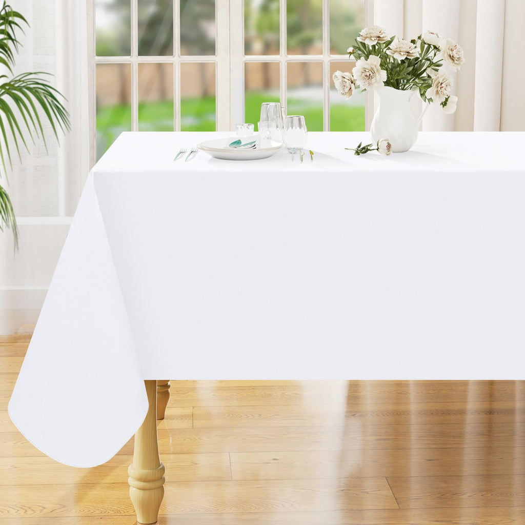 Smiry Rectangle Table Cloth 60x84 Inch, Waterproof Wipeable Vinyl Tablecloths Protector, Oil Spill Proof Plastic Table Cover for Dining, Picnic, Camping, Outdoor, Clear