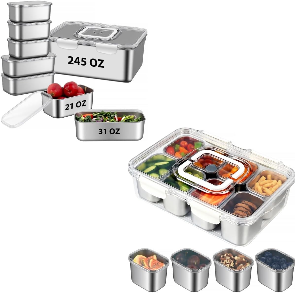 Freshmage Snackle Box Container and Stainless Steel Food Storage Containers with Lids