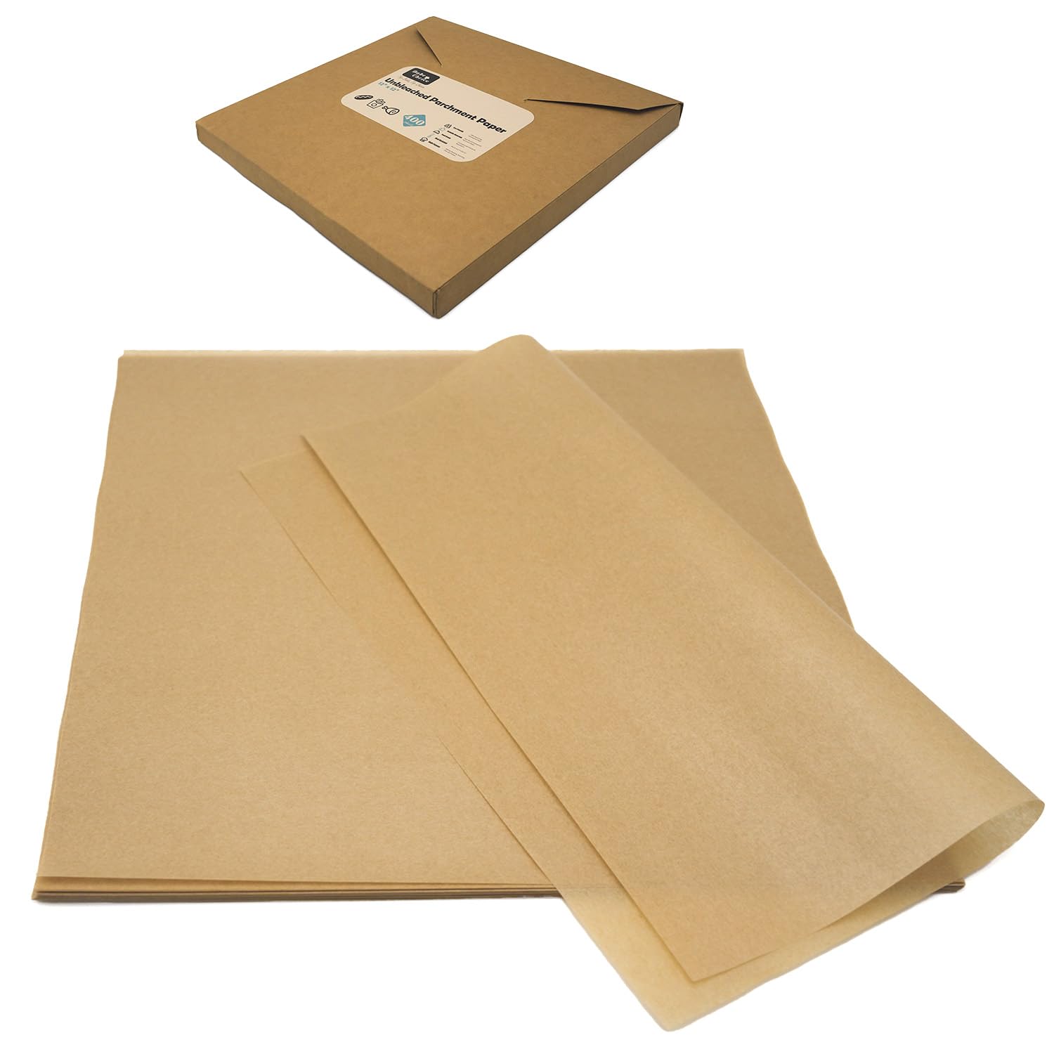 BakeChoice 12" x 12" Parchment Paper Square Kraft Deli Wrap Sheets (100 Pack) - Food Liners for Trays, Baskets - Ideal for Air fryer, Oven, Microwave, Restaurant Supplies for Sandwiches, Fried Snacks