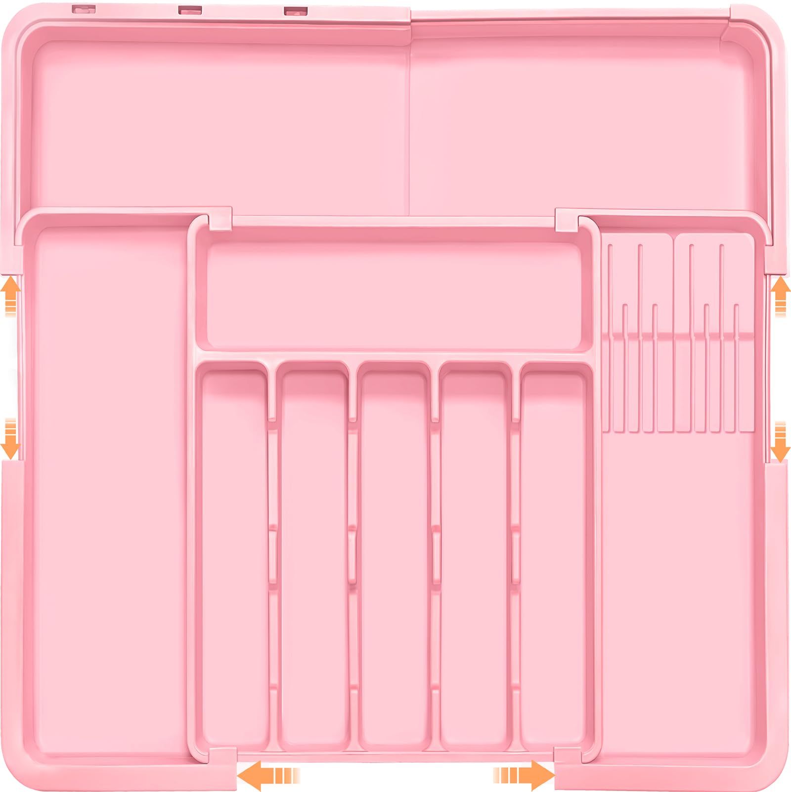 Homecor Silverware Organizer - Expandable Large Kitchen Drawer Organizer Utensil Organizer with 2 Removable Knife Blocks, 22"x 19"Cutlery Tray Drawer Dividers for Kitchen Flatware(6-9 Slots) (Black)