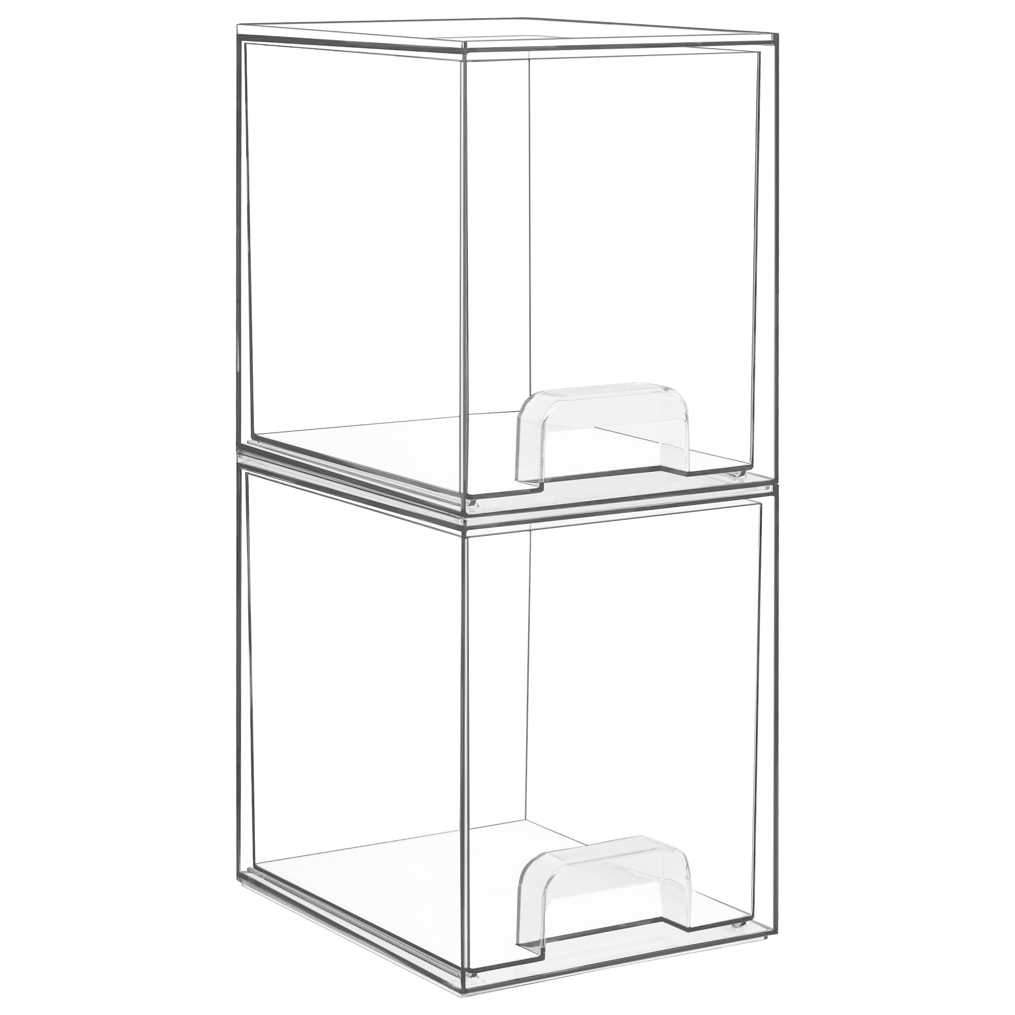 Vtopmart 12.1''W Clear Stackable Storage Drawers,2 Pack Acrylic Plastic Organizers Bins for Makeup Palettes, Cosmetics, and Beauty Supplies,Ideal for Vanity, Bathroom,Cabinet,Desk Organization
