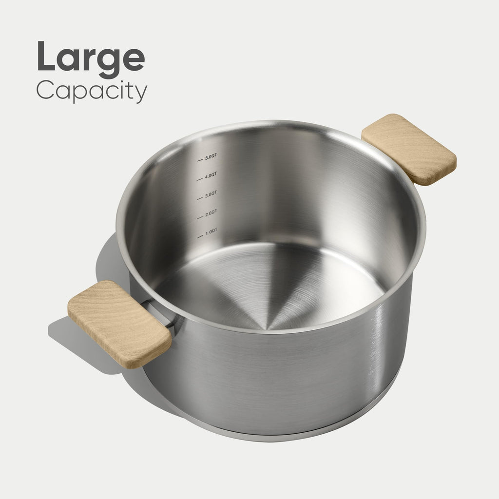 CAROTE 8 Qt Tri-Ply Stainless Steel Stockpot, Non-Toxic Stock Pot with Lid, Soup Pot for Pasta, Even Heating, Oven Safe, Induction, Ceramic and Gas Cooktops Compatible, Sliver