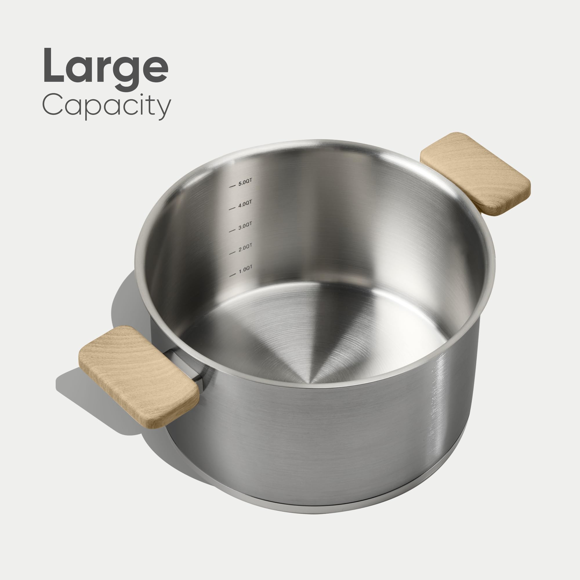 CAROTE 8 Qt Tri-Ply Stainless Steel Stockpot, Non-Toxic Stock Pot with Lid, Soup Pot for Pasta, Even Heating, Oven Safe, Induction, Ceramic and Gas Cooktops Compatible, Sliver
