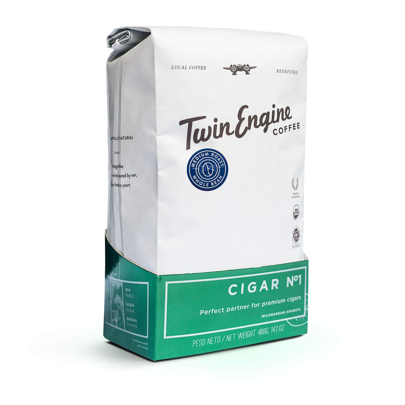 TWIN ENGINE COFFEE NICARAGUAN CIGAR BLEND #1 - Medium Roast, Whole Bean, 14.1oz | Specialty Grade, Small Batch, 100% Nicaraguan Arabica Coffee