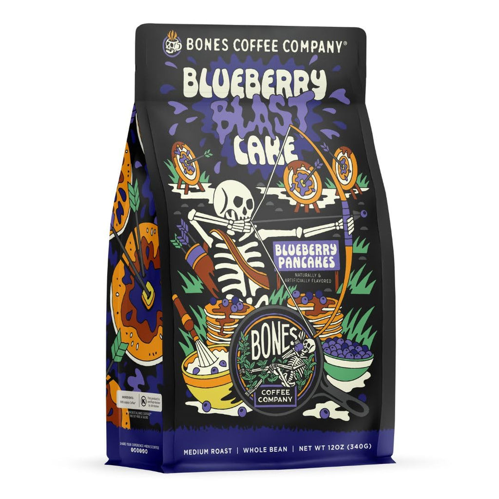 Bones Coffee Company Salty Siren, Sea Salted Caramel Chocolate Flavored Coffee, Medium Roast Low Acid Arabica Beans Compatible with Auto drip and French Press Coffee Maker, 12 Oz Whole Bean