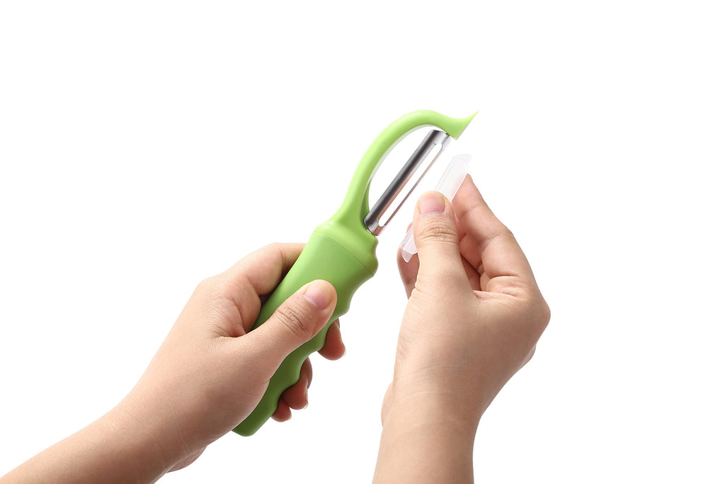 Spring Chef Premium Swivel Vegetable Peeler, Soft Grip Handle and Ultra Sharp Stainless Steel Blades - Perfect Kitchen Peeler For Veggie, Fruit, Potato, Carrot, Apple - Black