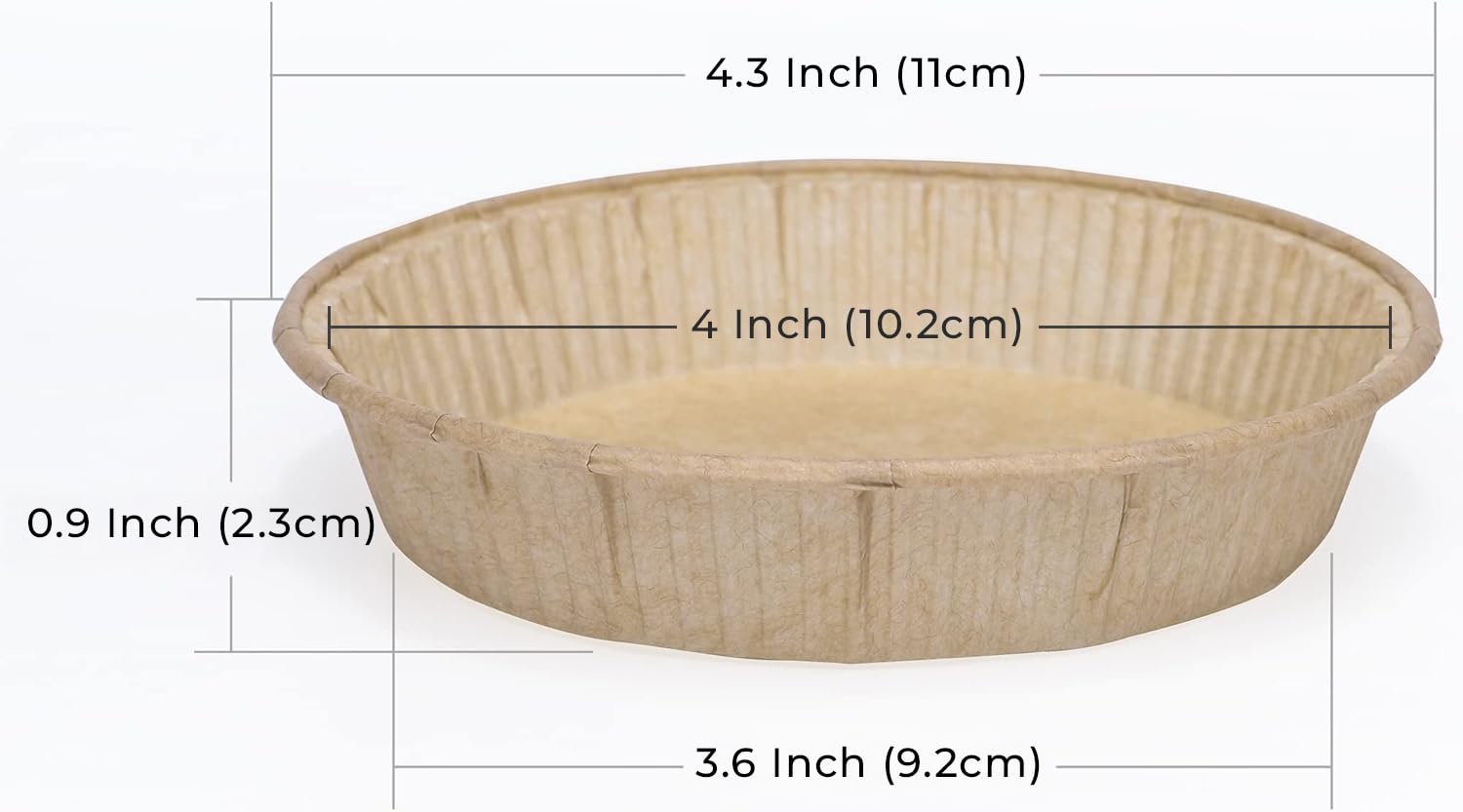 50pcs Paper Mini Tart Pans for Baking, mini pie tins 4Inch Mini Pie Pans, Non-stick, Unbleached, Disposable Quiche Baking Dish,Oven safe, Microwave safe