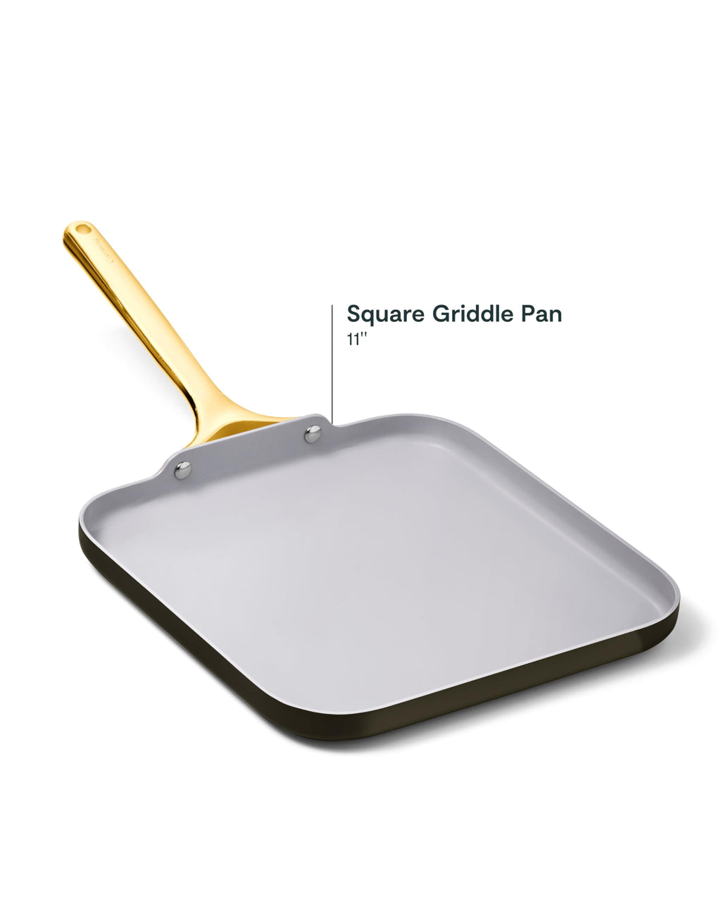 Caraway Square Griddle Pan - 11” Square Pan - Non-Stick Ceramic Coated - Non Toxic, PTFE & PFOA Free - Oven Safe & Compatible with All Stovetops - Gray