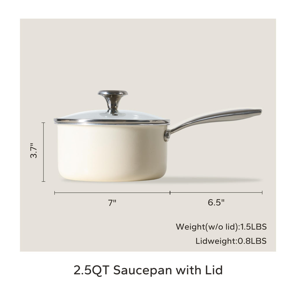 Redchef Nonstick Ceramic Sauce Pan with Lid, 2.5QT Small Cooking Pot with Stay-Cool Handle, Kitchen Non Toxic Soup Pot, PTFE & PFOA Free, Oven & Dishwasher Safe, Compatible with All Stovetops-Blue