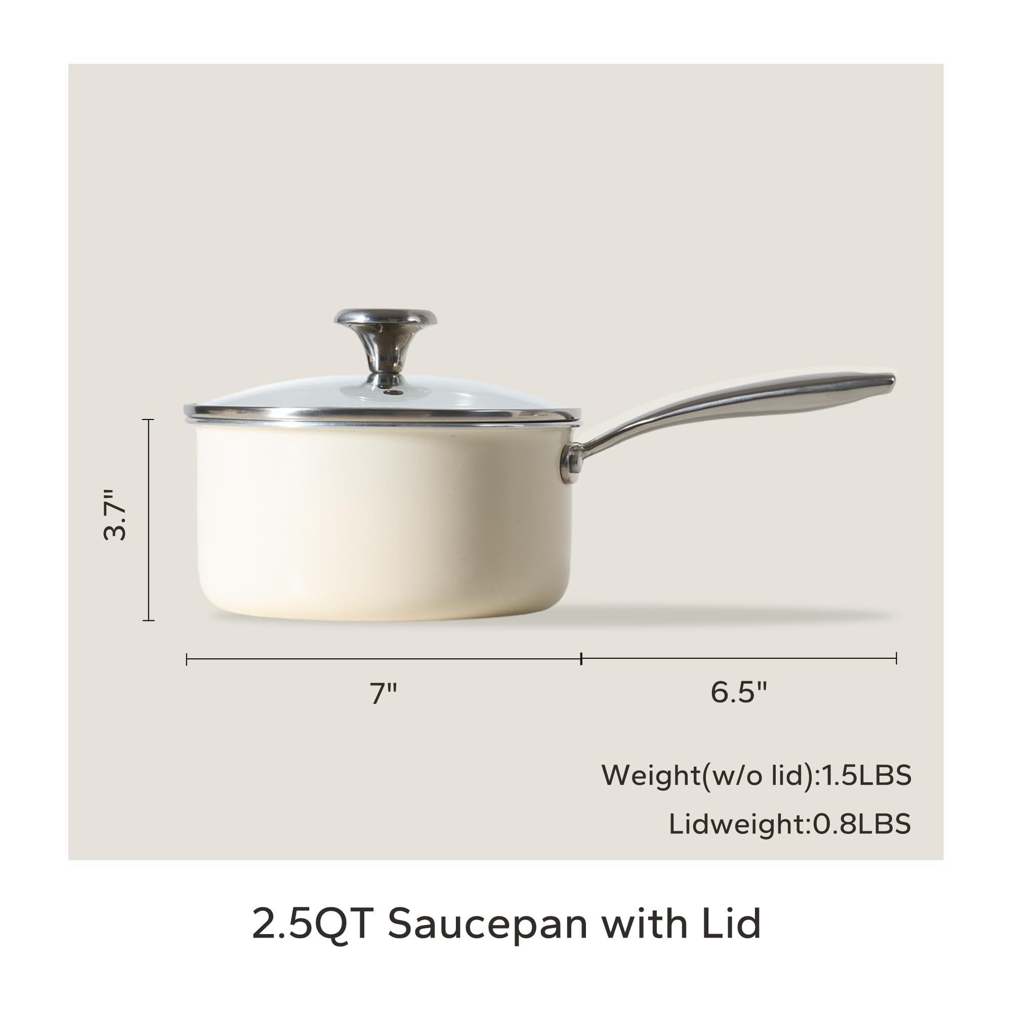 Redchef Nonstick Ceramic Sauce Pan with Lid, 2.5QT Small Cooking Pot with Stay-Cool Handle, Kitchen Non Toxic Soup Pot, PTFE & PFOA Free, Oven & Dishwasher Safe, Compatible with All Stovetops-Blue