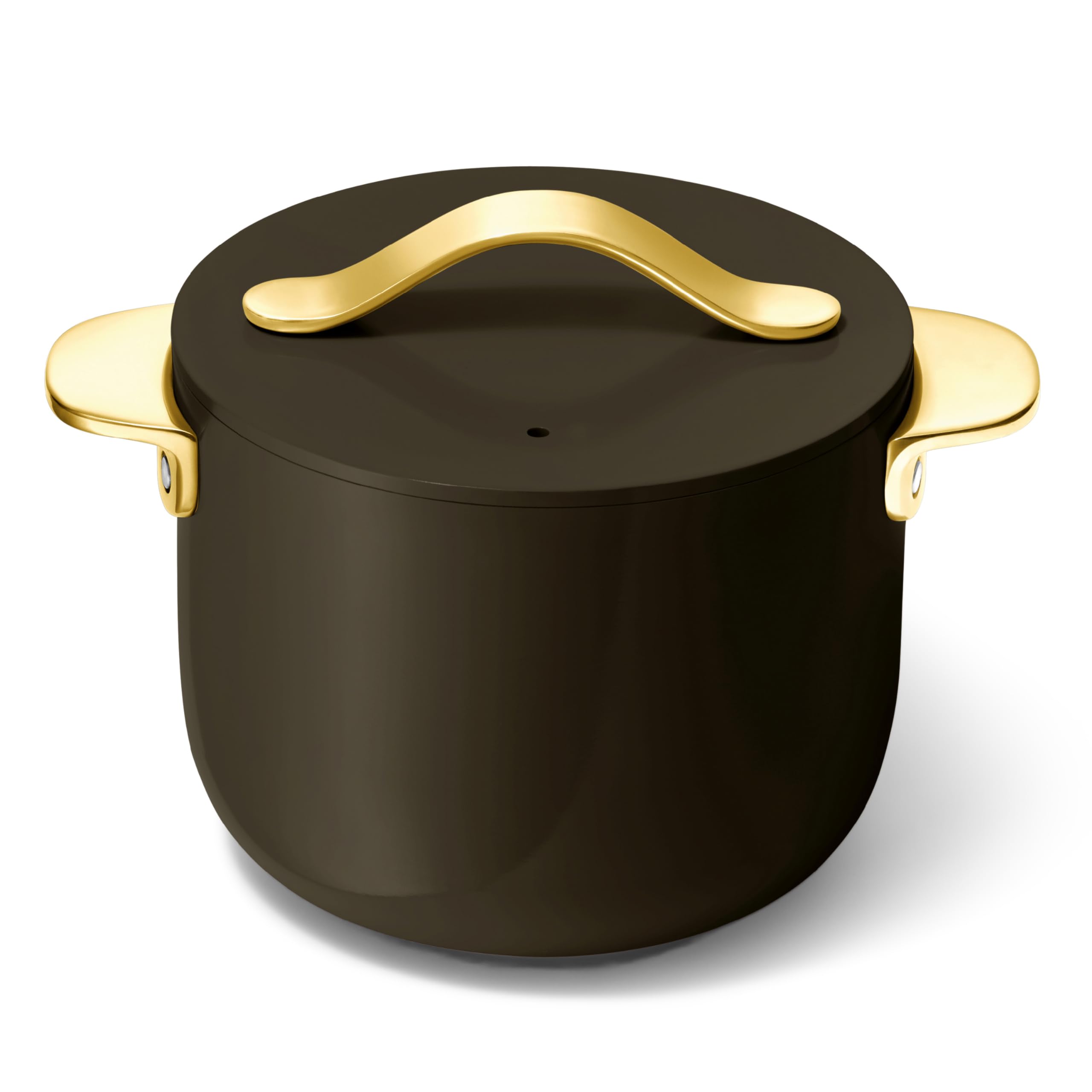Caraway Petite Cooker - 2 Qt Ceramic Coated Pot - Free From Forever Chemicals - Perfect for Rice, Grains, or Sauces - Cream