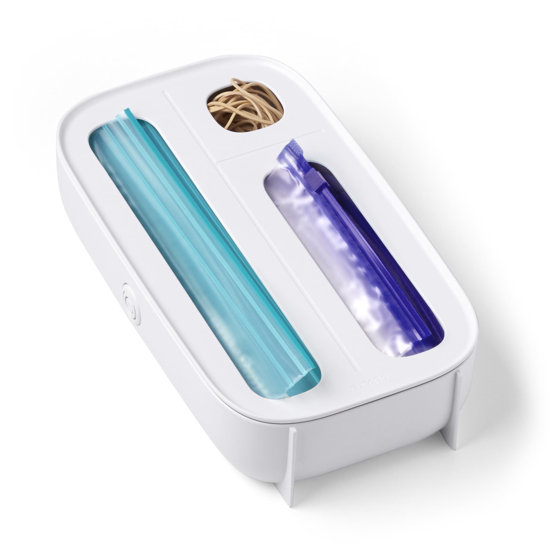 StoraBag Drawer Food Bags Dispenser, 4-Slot, Plastic Sandwich Bag Organizer for Kitchen Storage, White