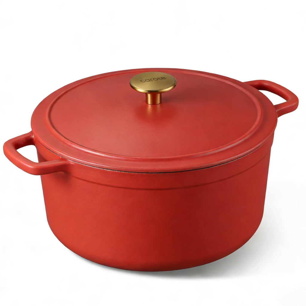 CAROTE 5QT Enameled Cast Iron Dutch Oven Pot with Lid, Heavy-Duty Dutch Oven for Sourdough Bread Baking, Braising, Stews, Roasting, Healthy & Non-Toxic, Dual Handles, All Stovetop Compatible, Oven Safe up to 500° F, Cream White