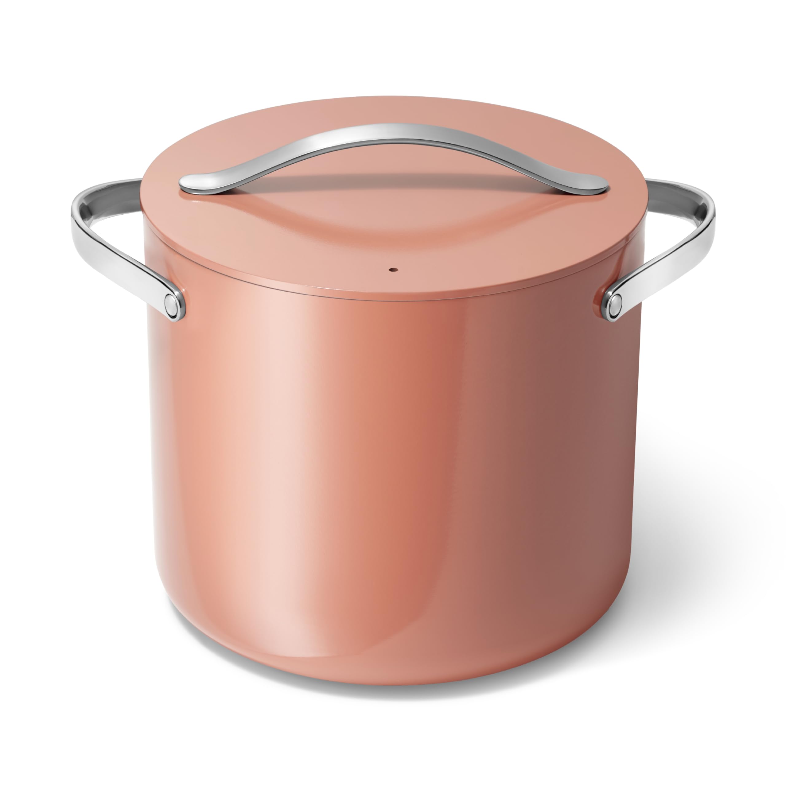 Caraway Stock Pot - 12 Qt Ceramic Coated With Lid - Free From Forever Chemicals - Large for Bigger Batches - Cream
