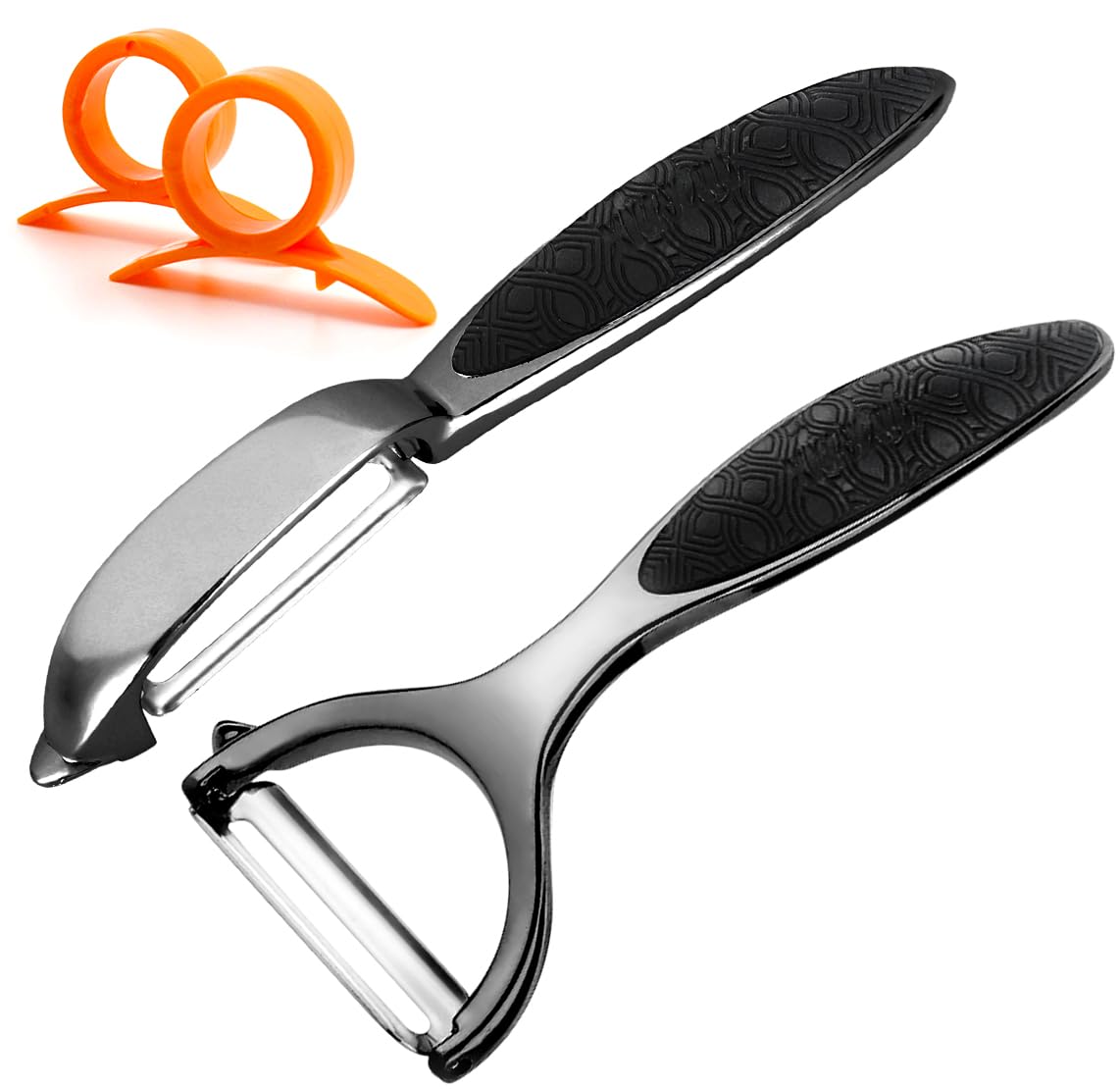 Vegetable Peeler, Potato Peelers for Kitchen Stainless Steel Multi-function Set Fruit Peeler For Kitchen and Household Tools Y & I Shape Swivel Blades for Fruit Vegetables(Black)