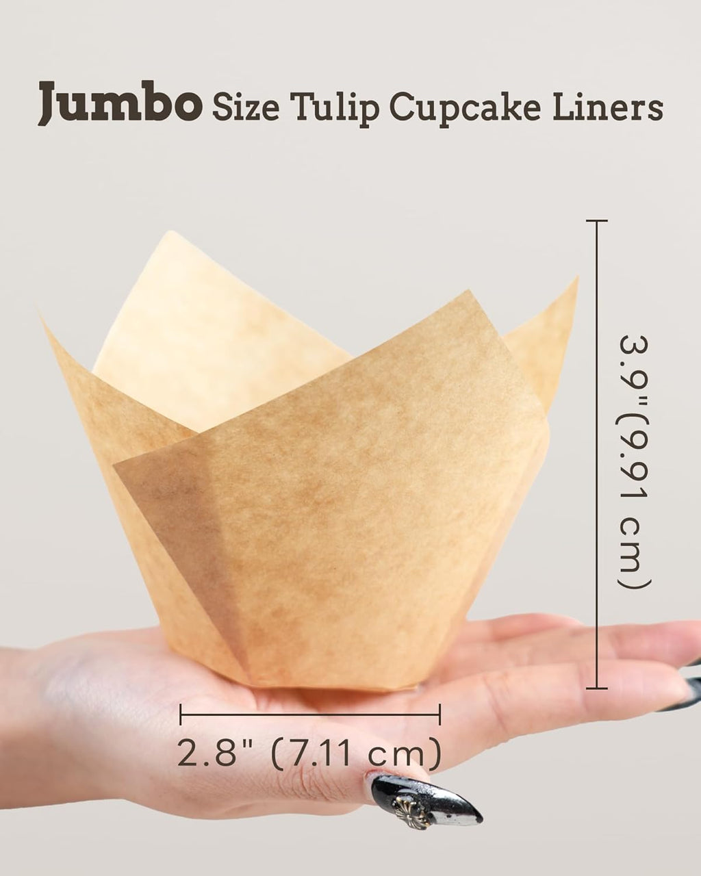 100pcs Natural Jumbo Tulip Cupcake Liners for Baking, Unbleached Cupcake Liner, Greaseproof Parchment Paper Muffin Liners, Tulip Muffin Liners for Party, Christmas, Valentines