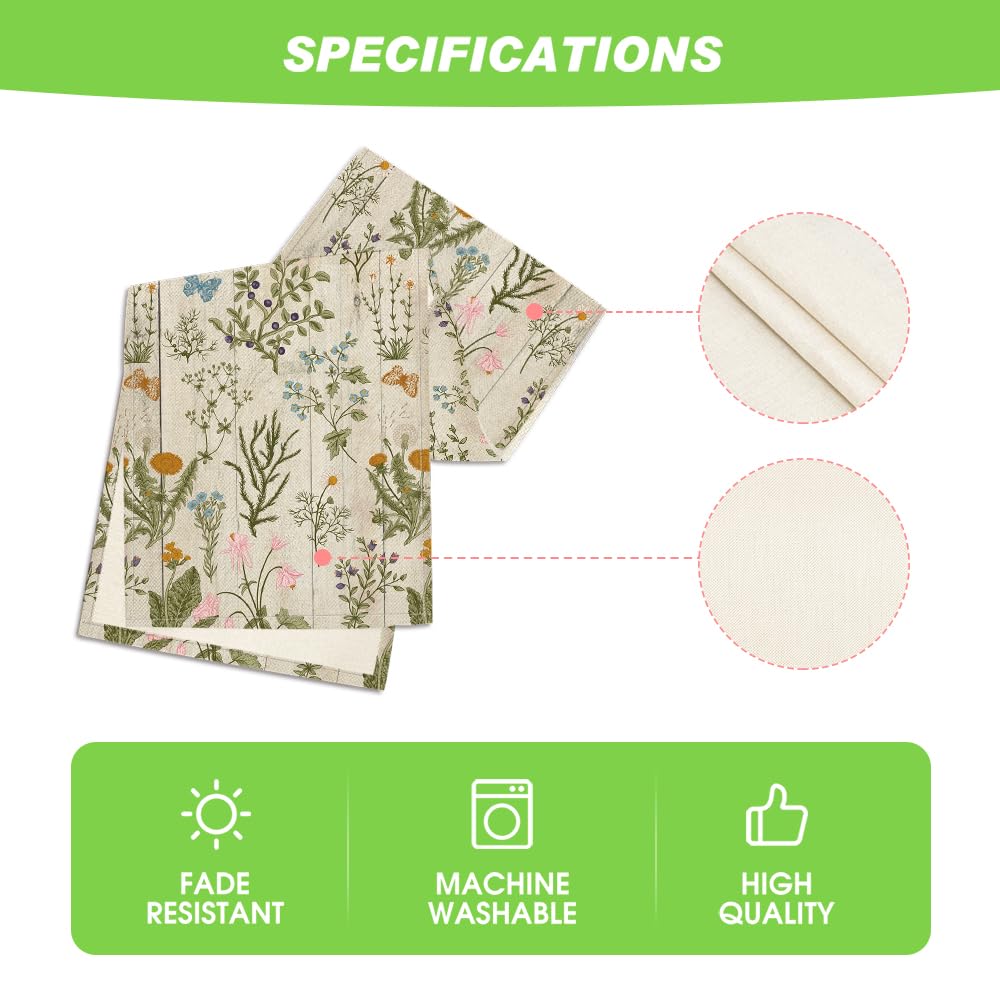 Artoid Mode Wildflowers Floral Spring Table Runner, Seasonal Summer Butterfly Kitchen Dining Table Decoration for Home Party 13x72 Inch