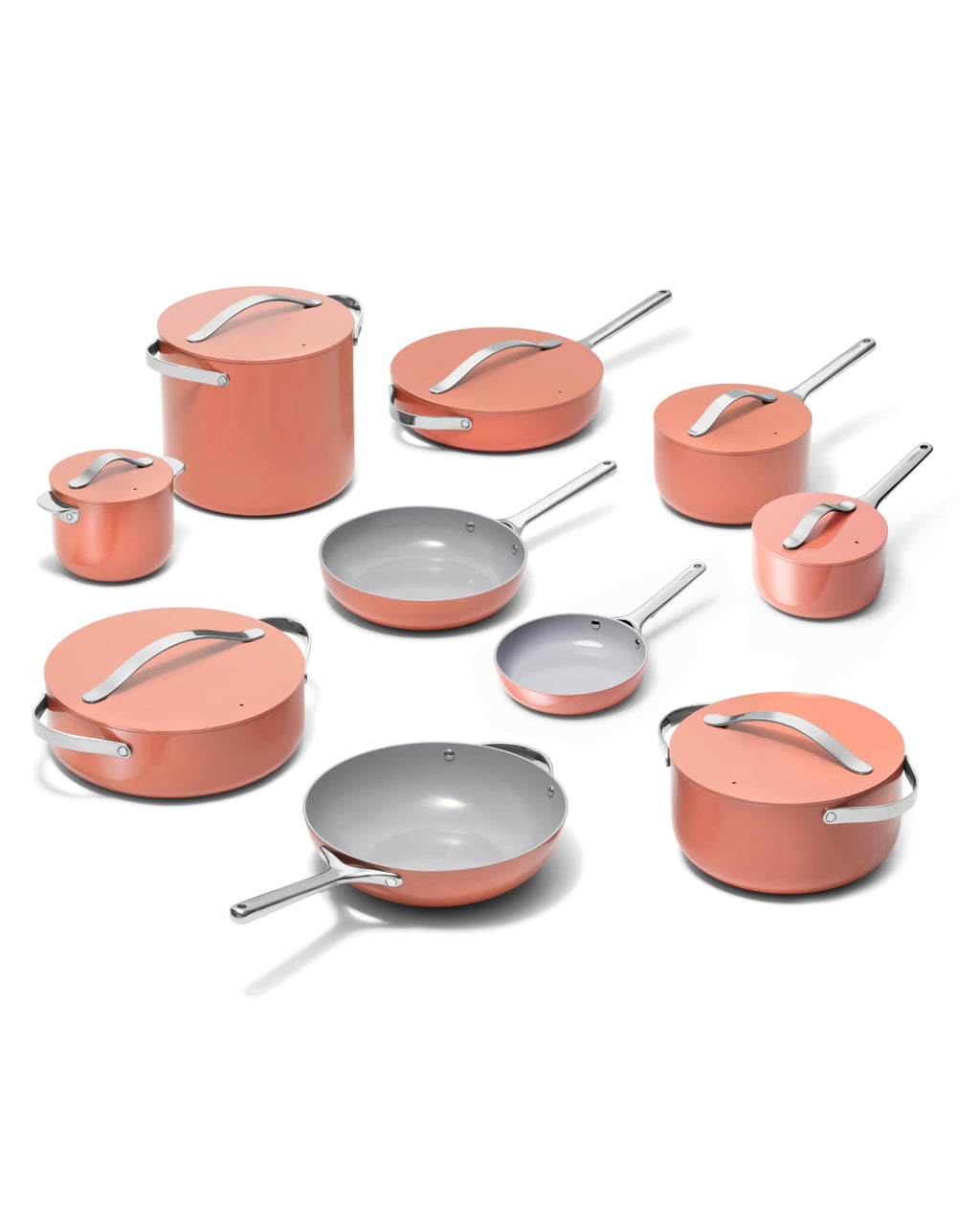 Caraway Non-stick Ceramic Cookware Set (12 Piece) Pots, Pans, Lids and Kitchen Storage - PFAS & PFOA Free - Oven Safe Pan Set & Compatible with All Stovetops - Cream
