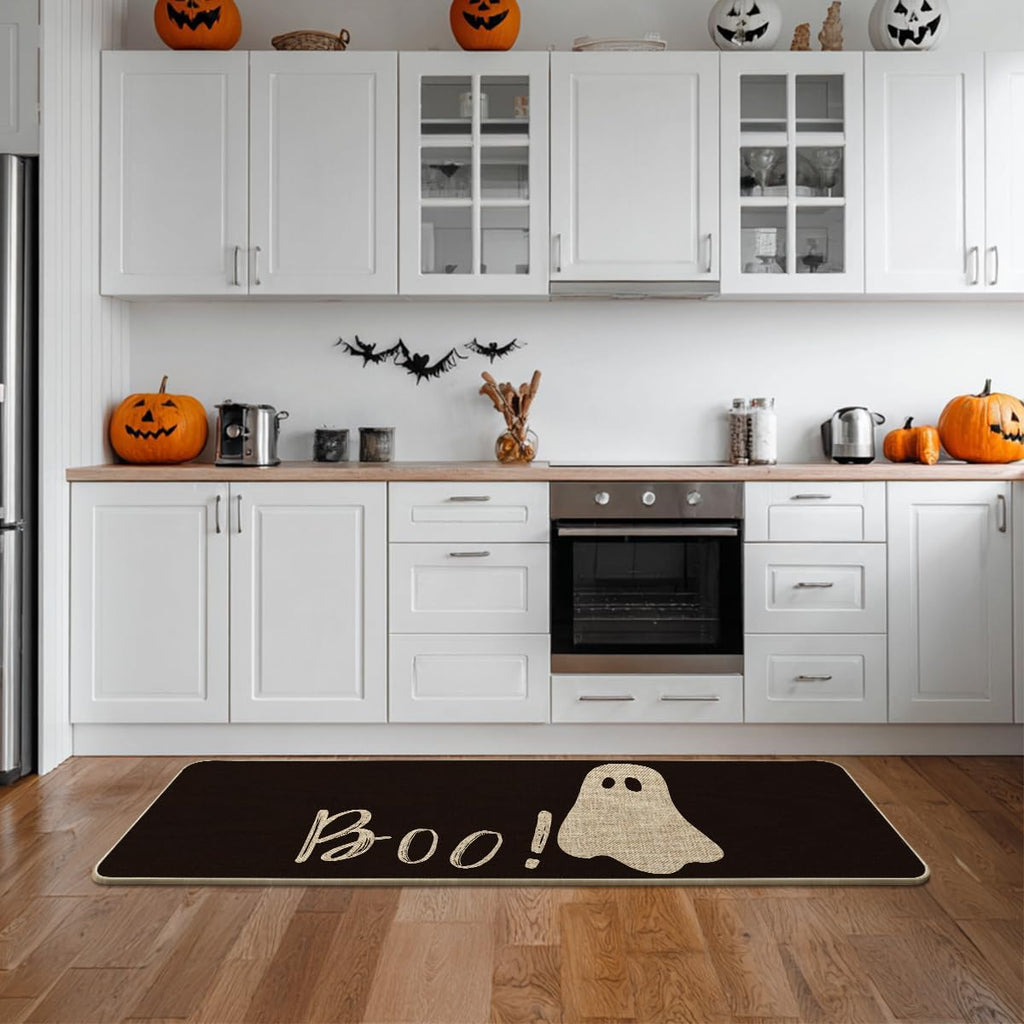 Artoid Mode Ghost Boo Decorative Doormat, Seasonal Fall Halloween Holiday Low-Profile Floor Mat Switch Mat for Indoor Outdoor 17 x 29 Inch