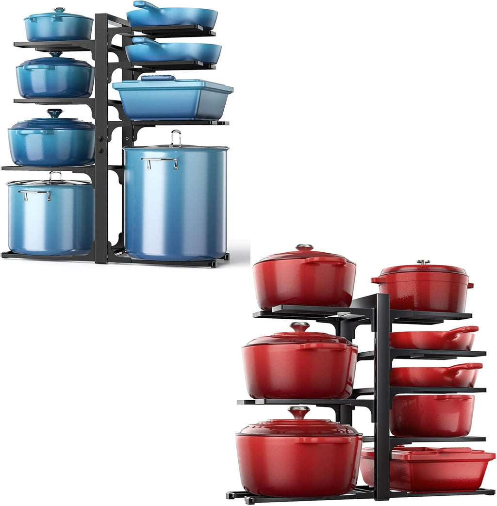 ORDORA Pots and Pans Organizer: Rack for Cabinet, 8-Tier Heavy Duty