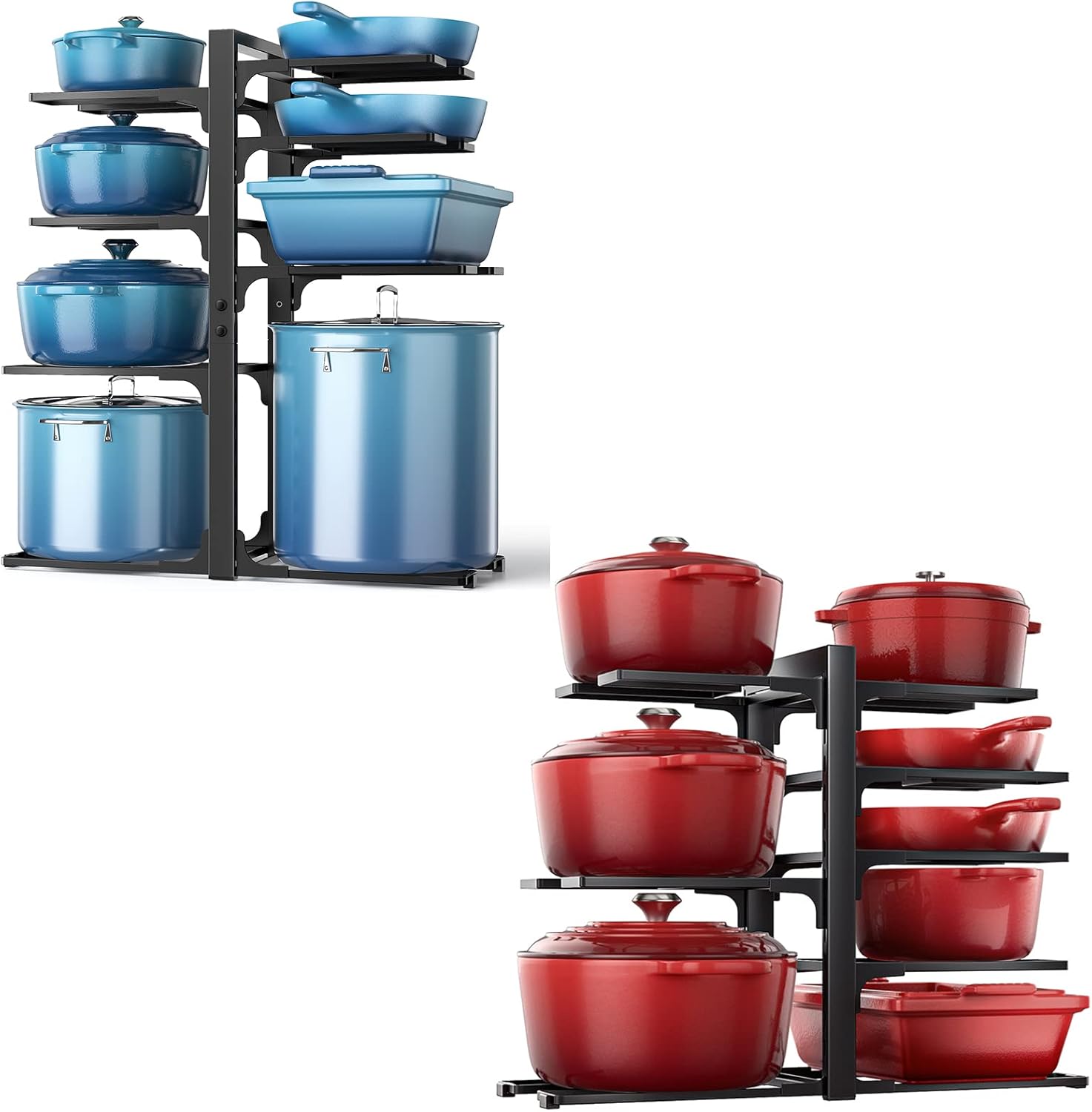 ORDORA Pots and Pans Organizer: Rack for Cabinet, 8-Tier Heavy Duty