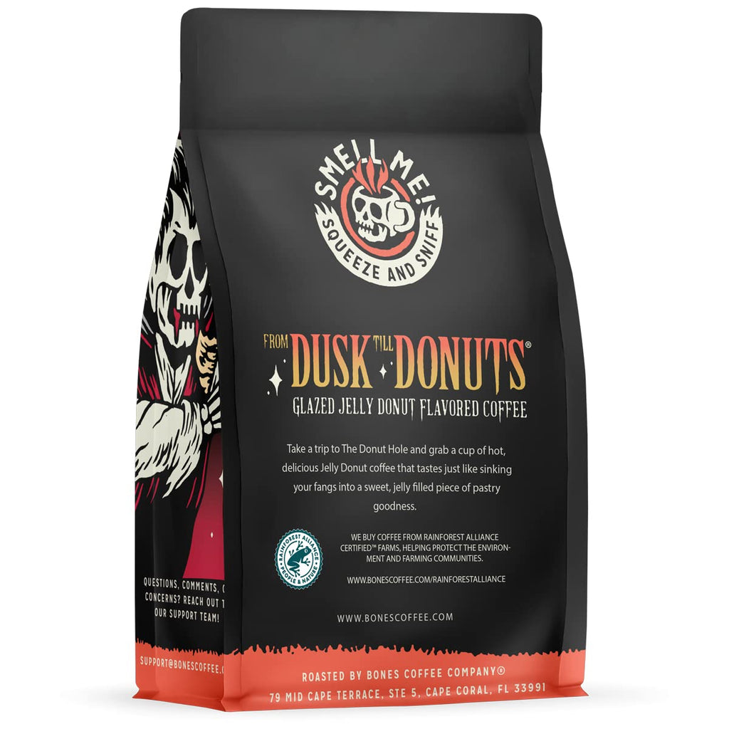 Bones Coffee Company Salty Siren, Sea Salted Caramel Chocolate Flavored Coffee, Medium Roast Low Acid Arabica Beans Compatible with Auto drip and French Press Coffee Maker, 12 Oz Whole Bean